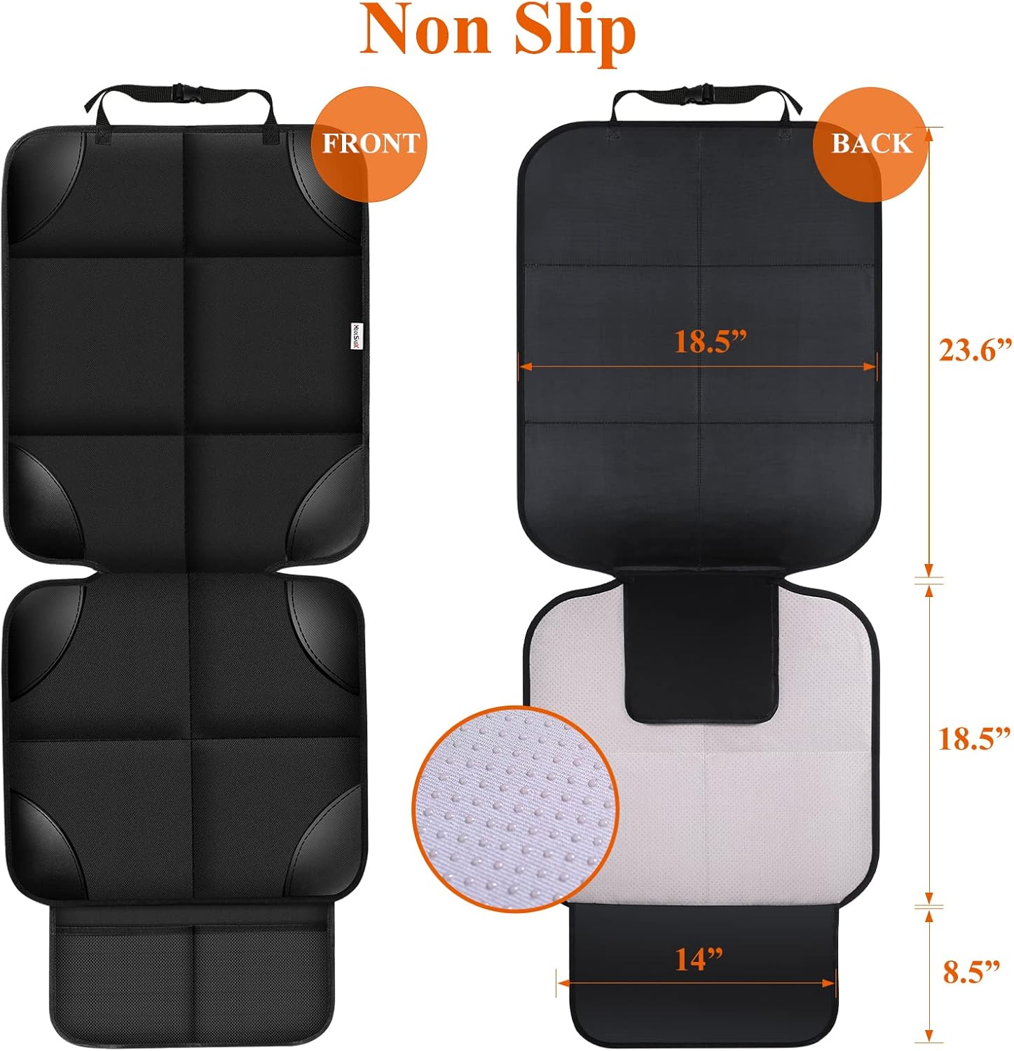 Meolsaek Car Seat Protector for Child Car Seat + Kick Mats with Organizer, Waterproof 600D Backseat Protector Seat Cover 2 Pack