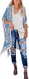 Sponsored Ad - ROSKIKI Women Kimono Vintage Floral Beach Cover Up