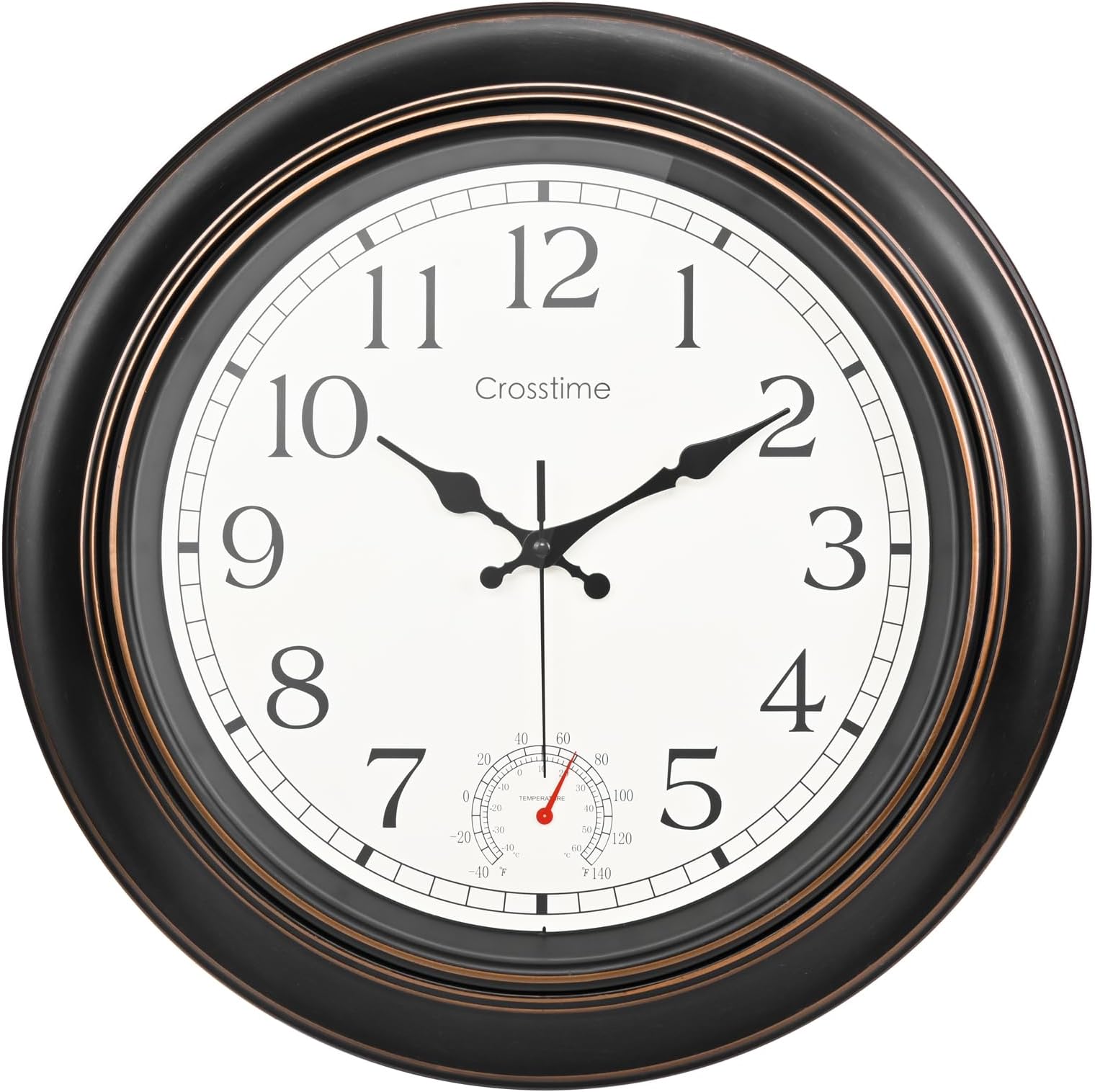 18 Inch Large Garden Clock Waterproof Outdoor Wall Clocks with Thermometer for Garden Patio Pool