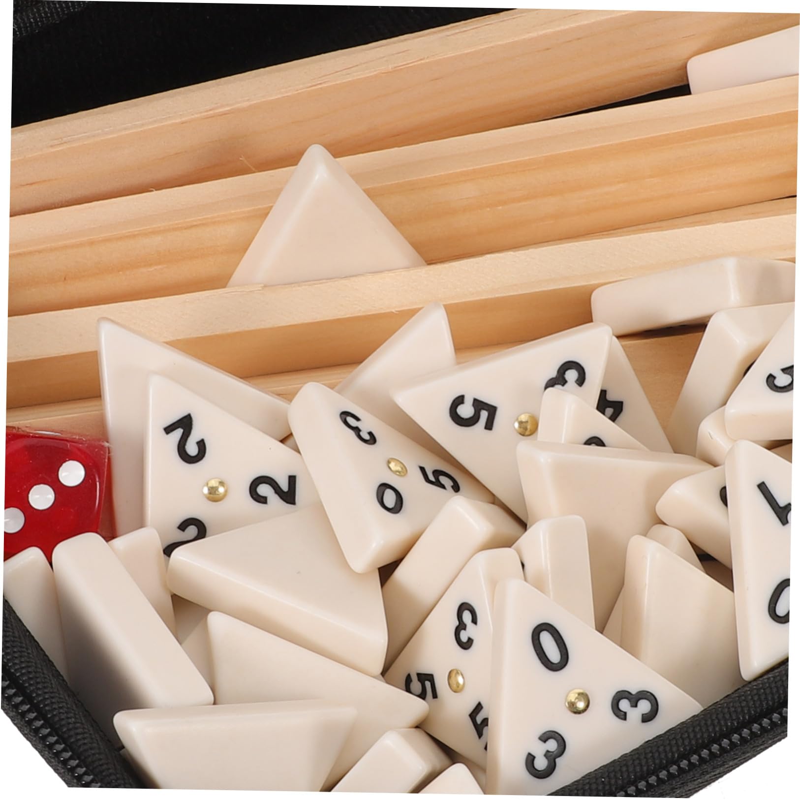 GALPADA Dreieckiges Domino Spielset 1 Satz mit Holzhaltern, Reisetauglich | Trianguläre Spielsteine, Zubehöretui aus Polyester, für Zuhause und Tischrunden, für Kinder und Erwachsene