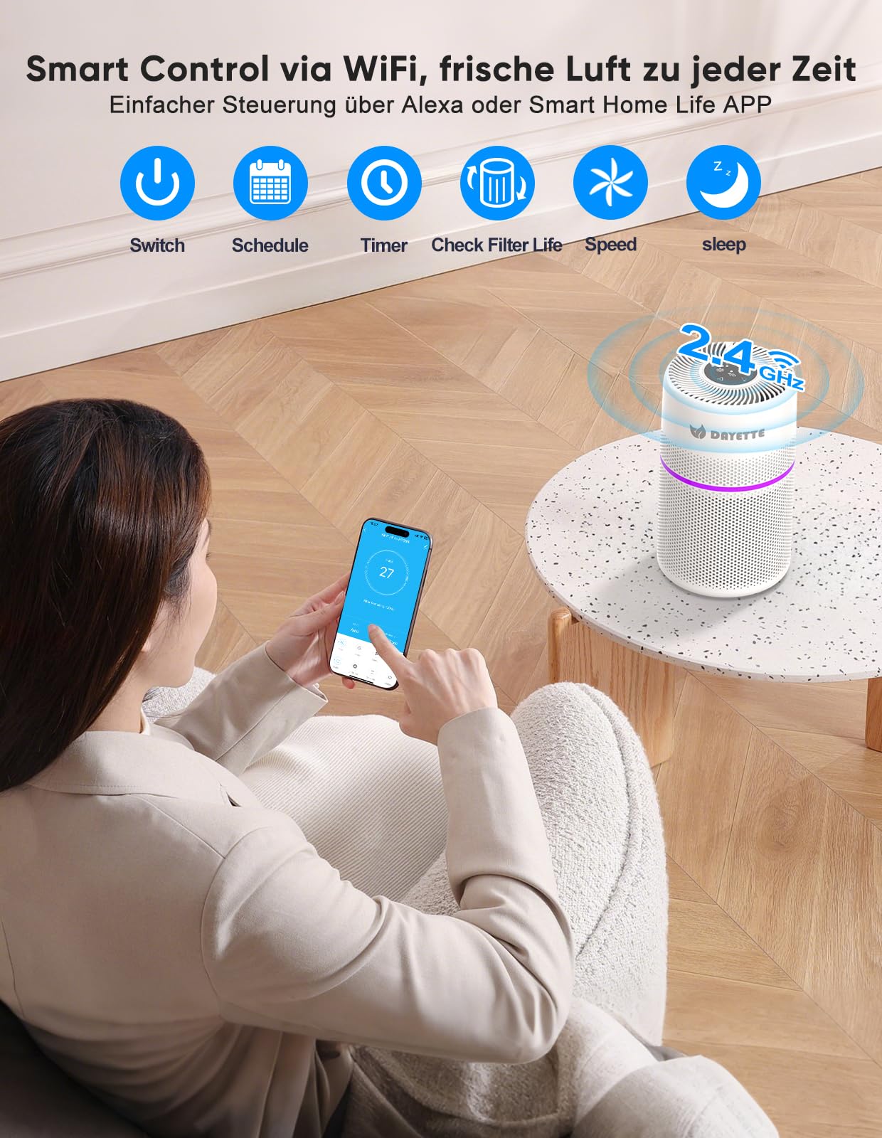 DAYETTE Purificateur d'air pour chambre à coucher et personnes souffrant