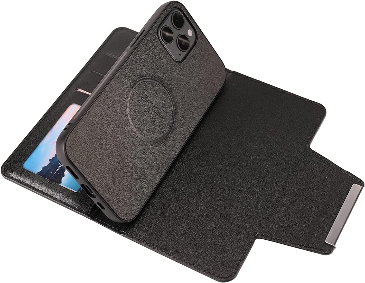 Wallet Case for iPhone 14/14 Max/14 Pro/14 Pro Max, Flip Leather Phone Case, Removable Magnetic Case, with Card Slot Kickstand Function (Color : Preto, Size : 14 Pro 6.1")