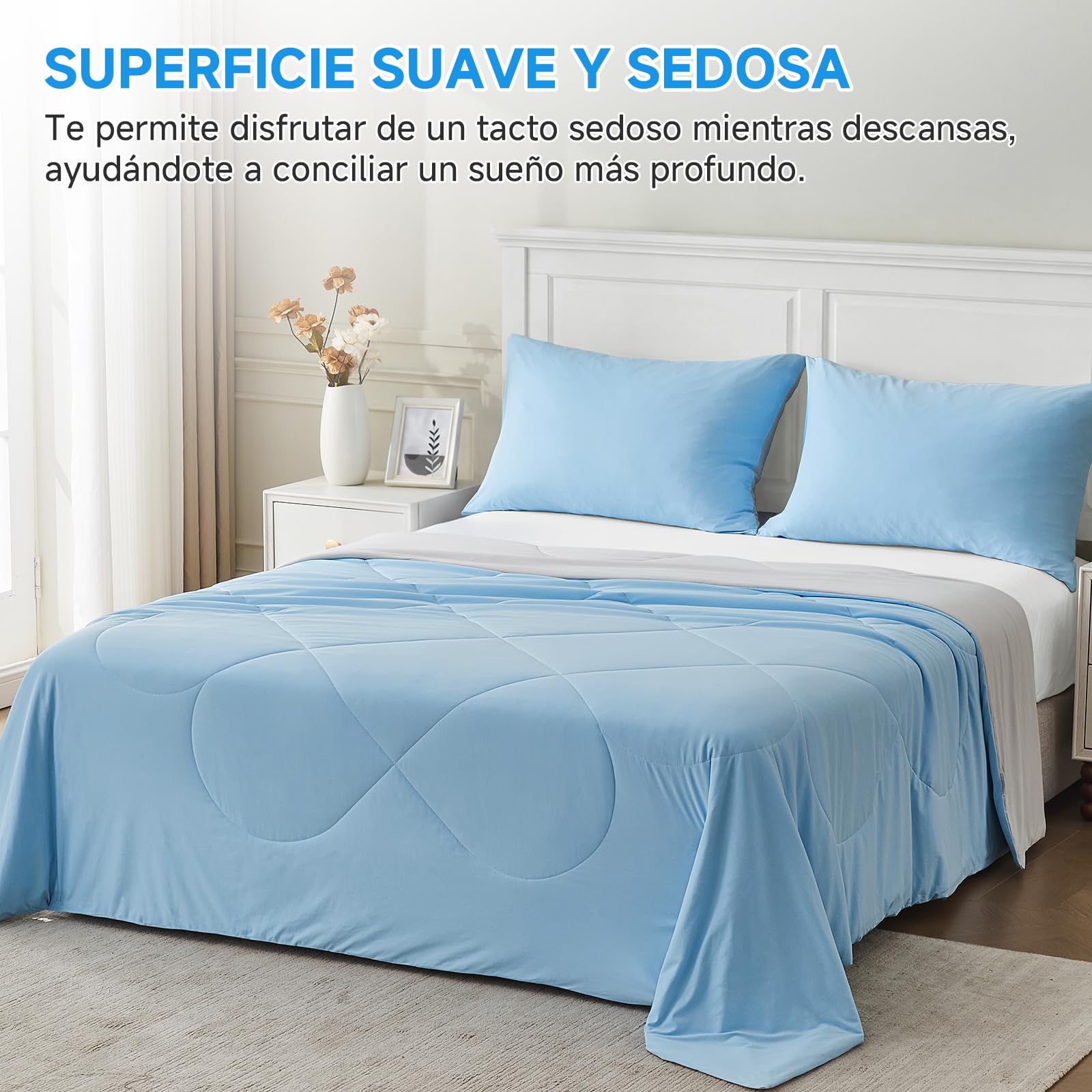 HOMFINE Manta Refrescante para Personas - Doble Cara Manta de Verano para Sofa Cama Verano Q-MAX>0.4 Suave Manta de enfriamiento, Cooling Blanket, Anti Estático, Azúl, 200 x 220 cm