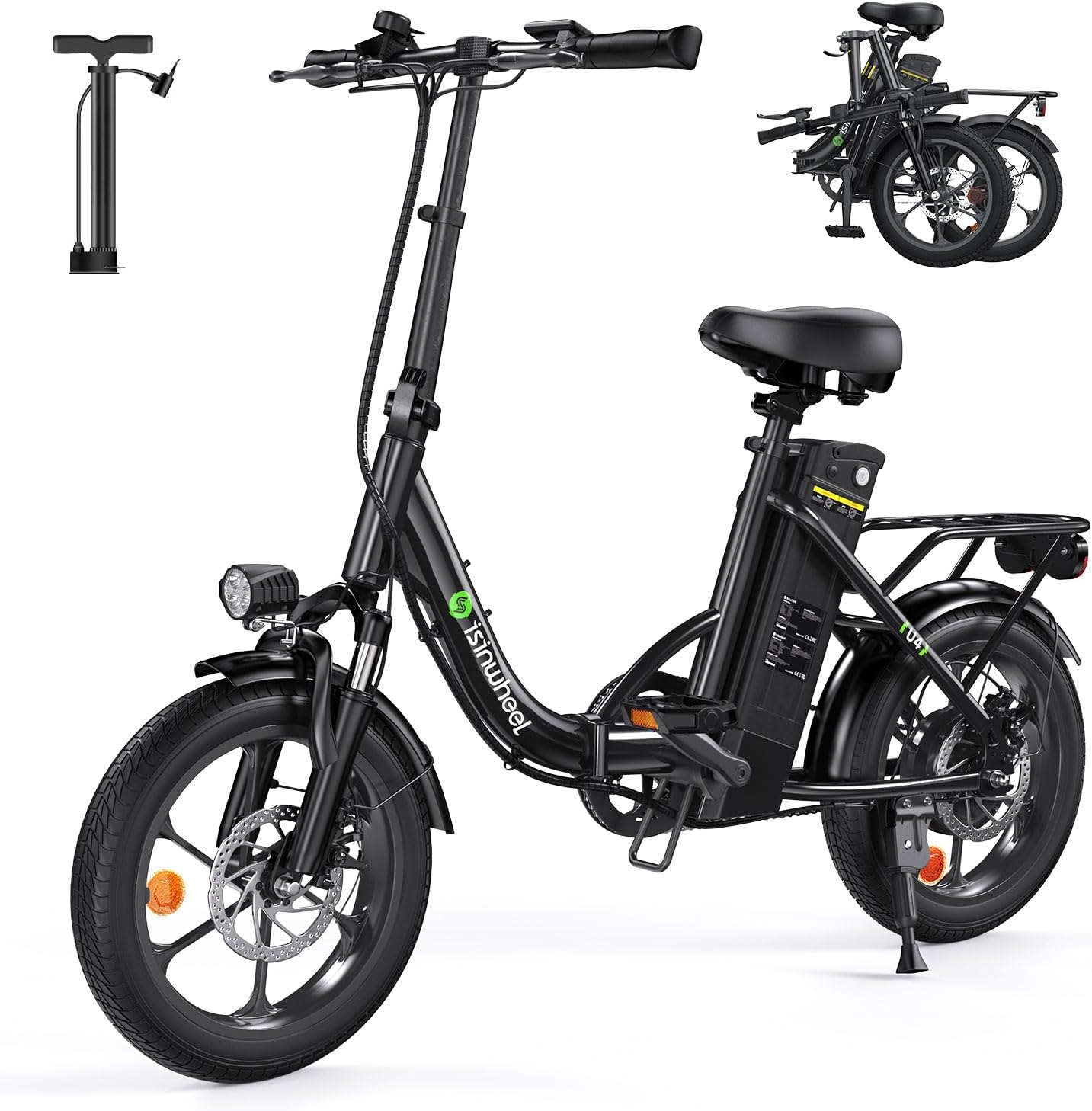 U4 16" Folding E Bike for Adults Electric Bike with Suspension, 10.4Ah Battery, 500W Motor, 19mph Top Speed, Step Through Adult Electric Bicycles, Mini Commute Ebike for Adults and Teens