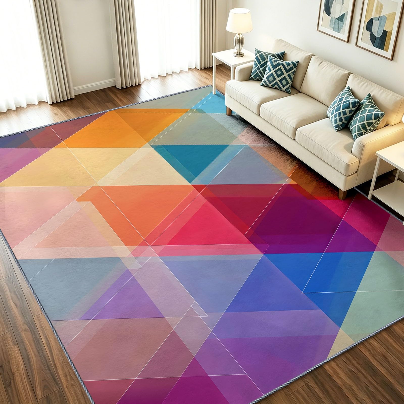 Moquette chambre antidérapante et tapis de salon moderne à motifs géométriques