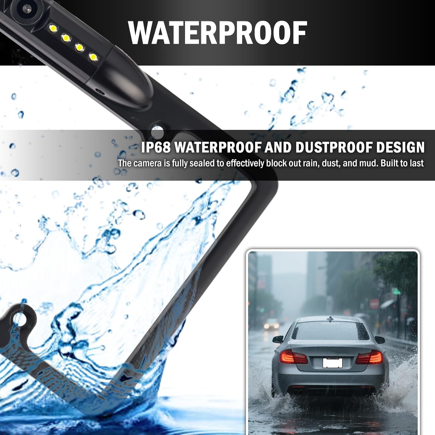 2026 New License Plate Backup Camera with 8 LED Lights,Waterproof License Plate Reverse Camera with 170° Wide Angle & Night Vision,Universal Back up Cameras Licenses Plates Mount
