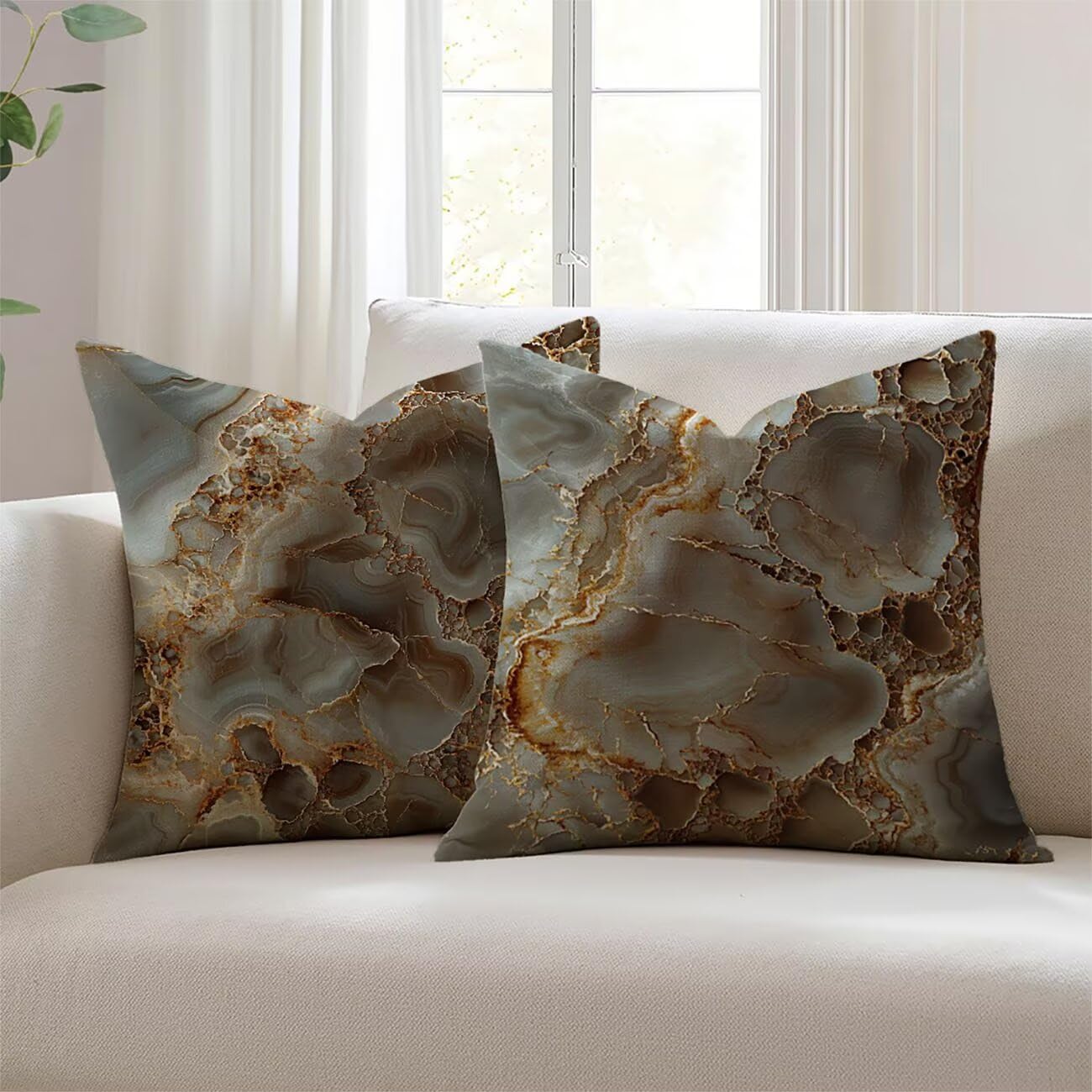 Housse de coussin 18x18inch imperméable motif marbré de qualité supérieure pour extérieur