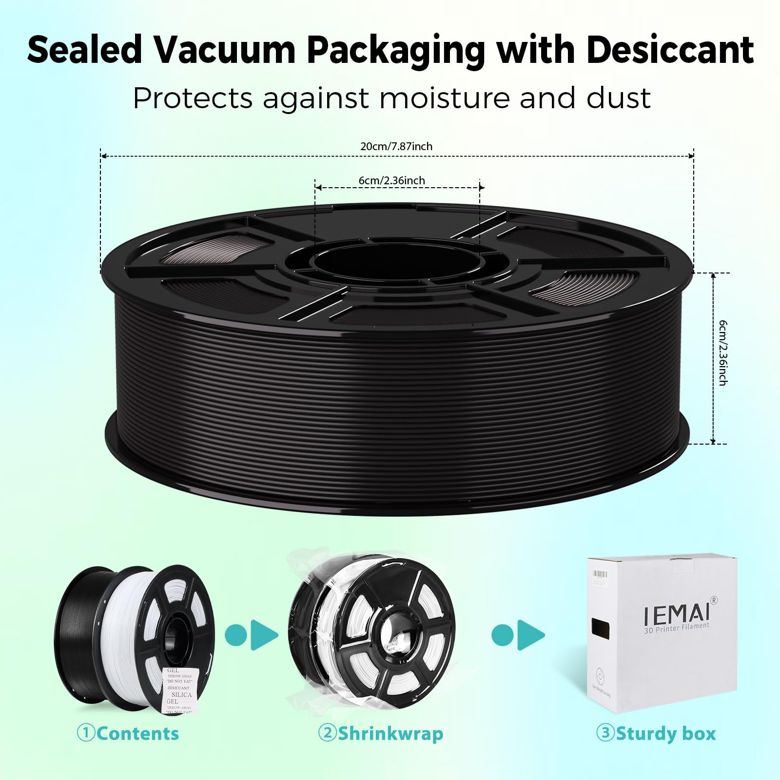 IEMAI ASA Filament 1,75 mm 2 kg, czarno-biały filament ASA do drukowania 3D, odporny na promieniowanie UV, odporny na blaknięcie, odporny na wysoką temperaturę, dokładność pomiaru +/- 0,02 mm