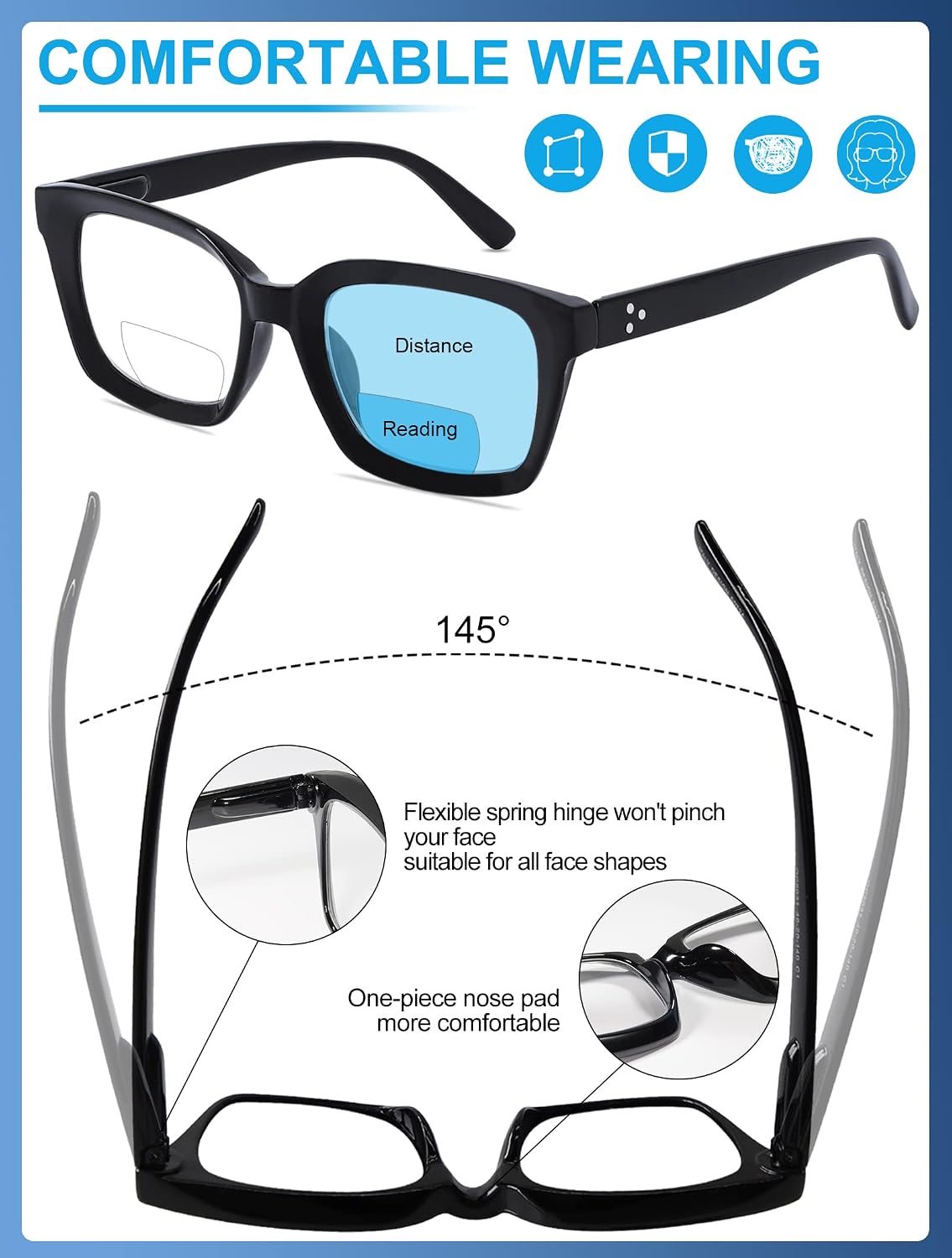 OCCI CHIARI Bifocal Reading Glasses 1.75 Womens Trendy Blue Light Blocking Oversized Readers 1.0 1.25 1.5 1.75 2.0 2.25 2.5 2.75 3.0 3.5（Black,1.75）