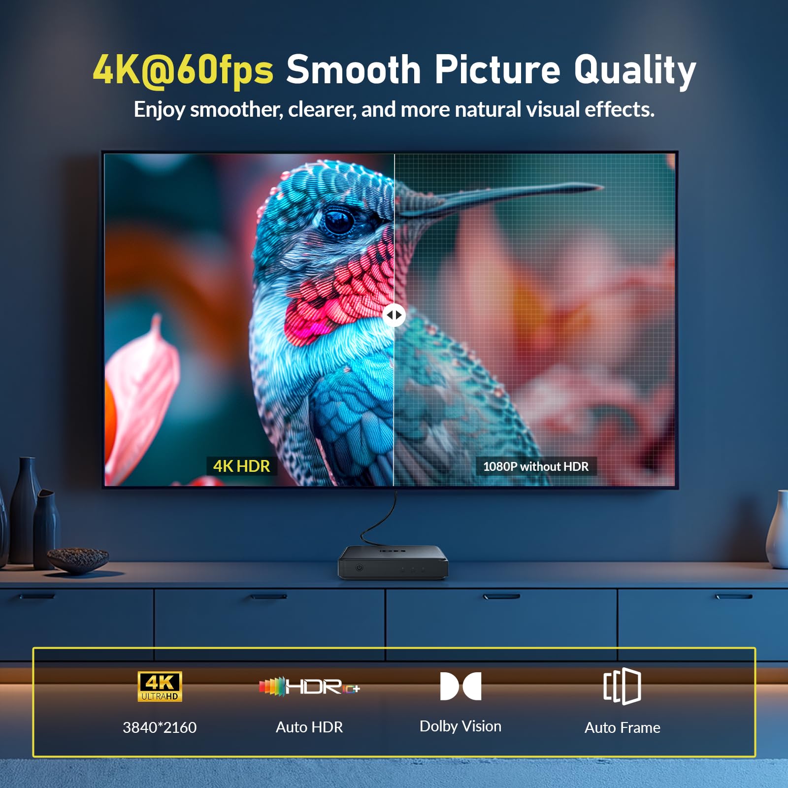 Kinhank G1 Android TV 14.0 Boxes 4K, Smart TV Box Compatible with Google and Netflix Certified,4GB+32GB Box Android 2025 Compatible Dolb Visio·Digtal+,DTS X,HDR10+,WiFi 6 BT 5.0,AV1,Voice Assistant