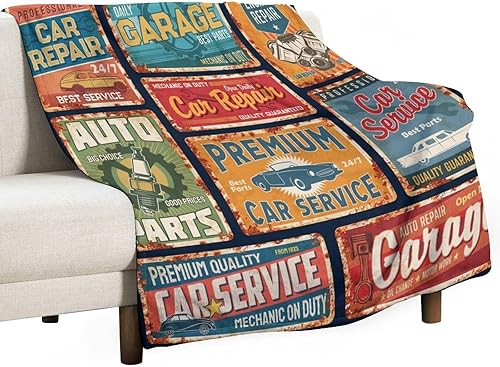 Miniatura 9 de Manta clásica retro para automóvil, diseño clásico de automóvil clásico americano, diseño de motocicleta, manta de franela súper suave para cama y