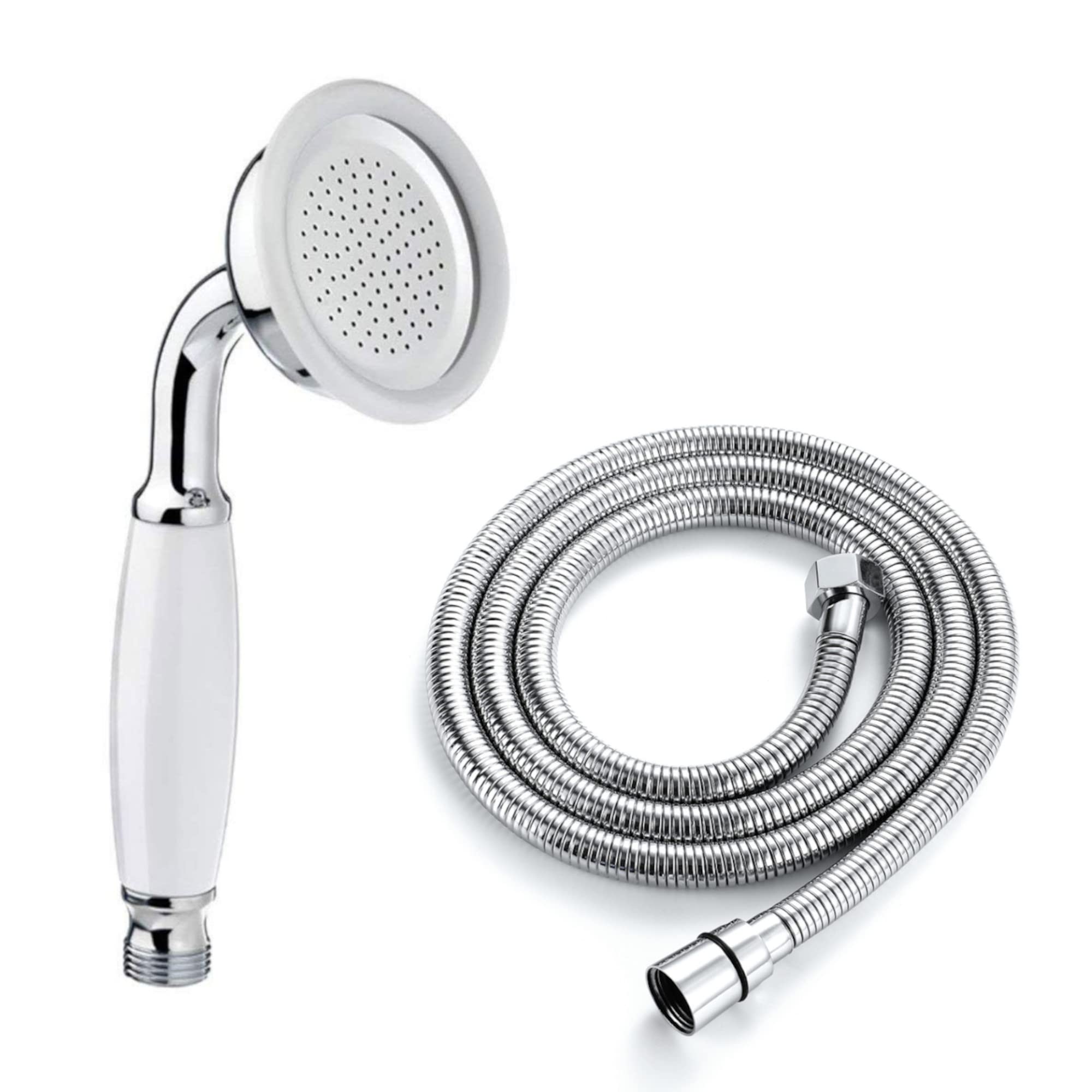 Enki Chrome And White Eh016 Traditional Chrome Brass Hand Shower Head White Ceramic Hose Replacement