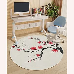 Amazon.com : Cinnamon Red PU Leather Round Desk Chair Mat Simplistic ...