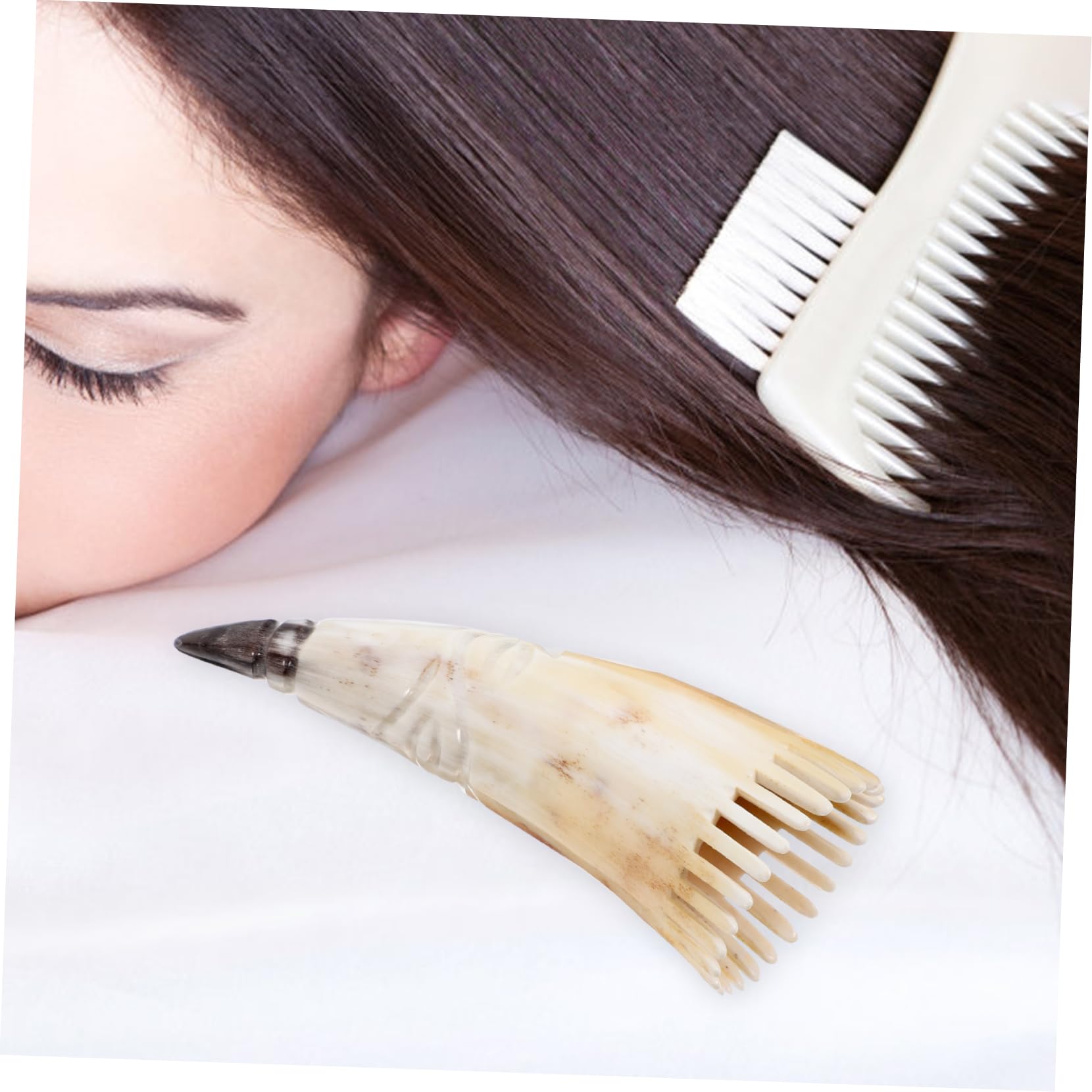 2stücke Kopfhautmassage-kamm Aus Echtem Horn Zähne Ergonomisches Design Für Entspannende Kopfhautbehandlungen Und Massage Für Altersgruppen