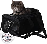 Sherpa Original Deluxe Small Pet Carrier - Airline Approved, Guaranteed On Board, Black, Fits Under Seats Up to 8 lbs