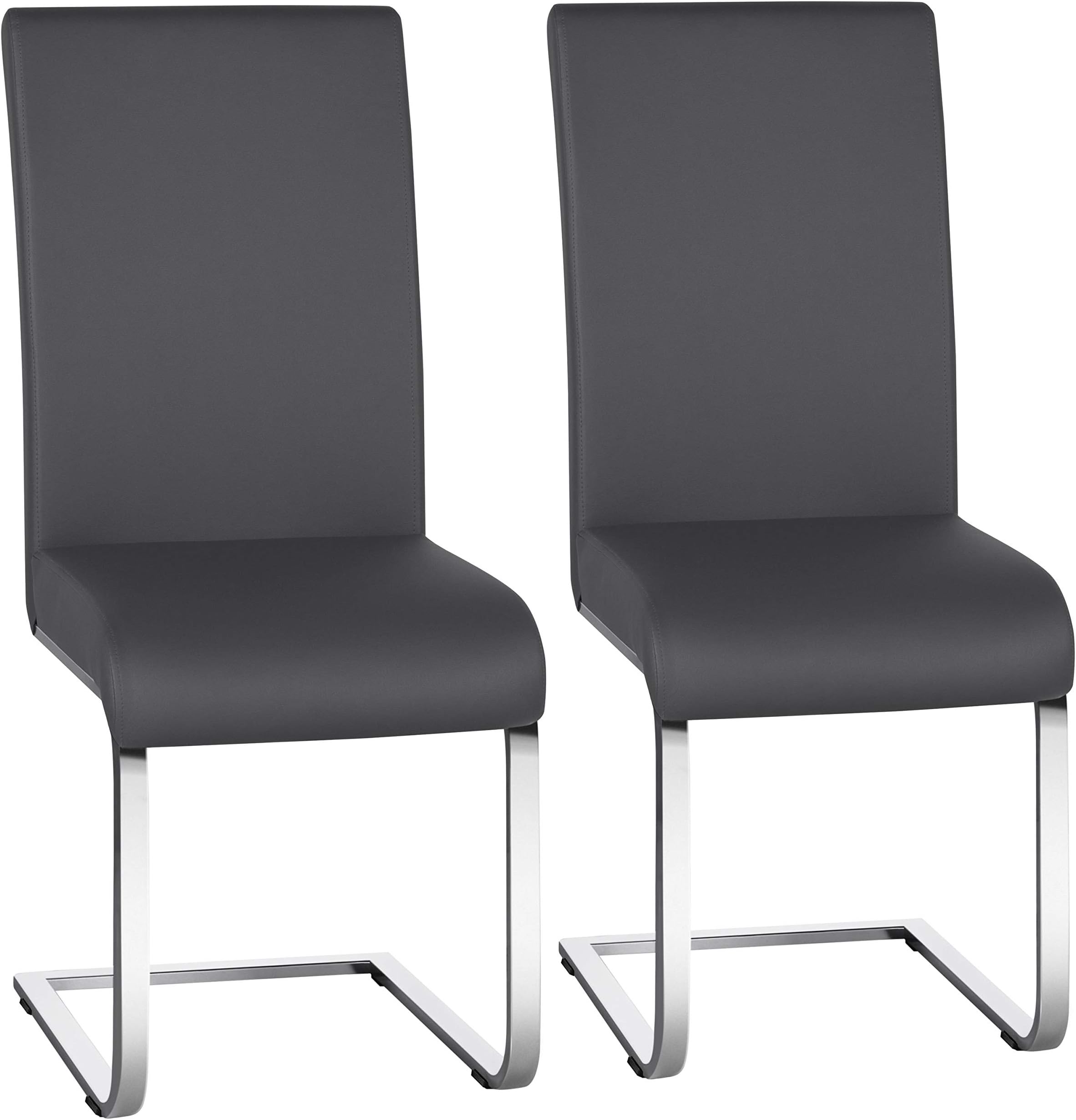 Yaheetech Dining Chairs Set of 2 Kitchen Chairs with Leather High Back Metal Legs For Home Kitchen Dining Room, Dark Gray