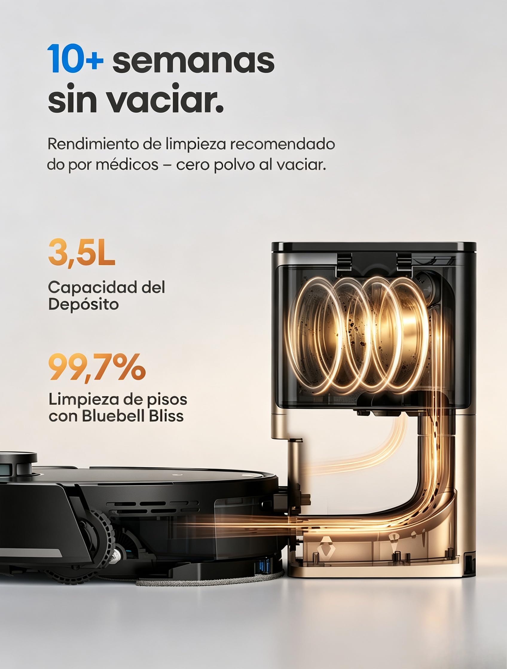 Ultenic Robot Aspirador y Fregasuelos Autovaciado con Líquido Limpiador: Láser LiDAR Lineal, Evitación Mejorada, 10000 Pa, Refuerzo en Alfombras, App y Voz, para Apartamentos y Familias con Mascotas