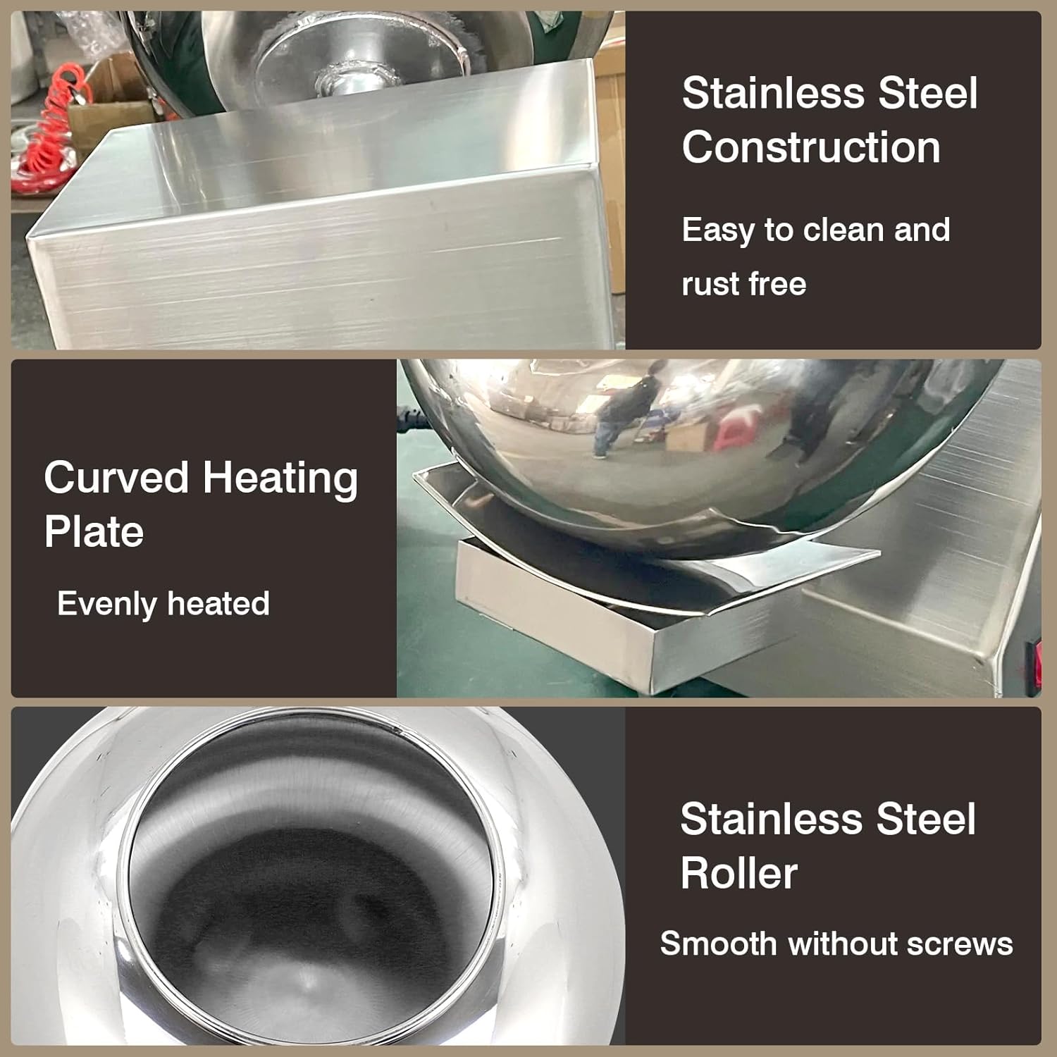 Kolice Commercial Sugar Coating Machine 540W Chocolate Panning Machine Automatic Tablet Coating Polishing Machine Mini Tabletop Sugar Coating Pan for Candy Chocolate Nuts 8L Stainless Steel 110V