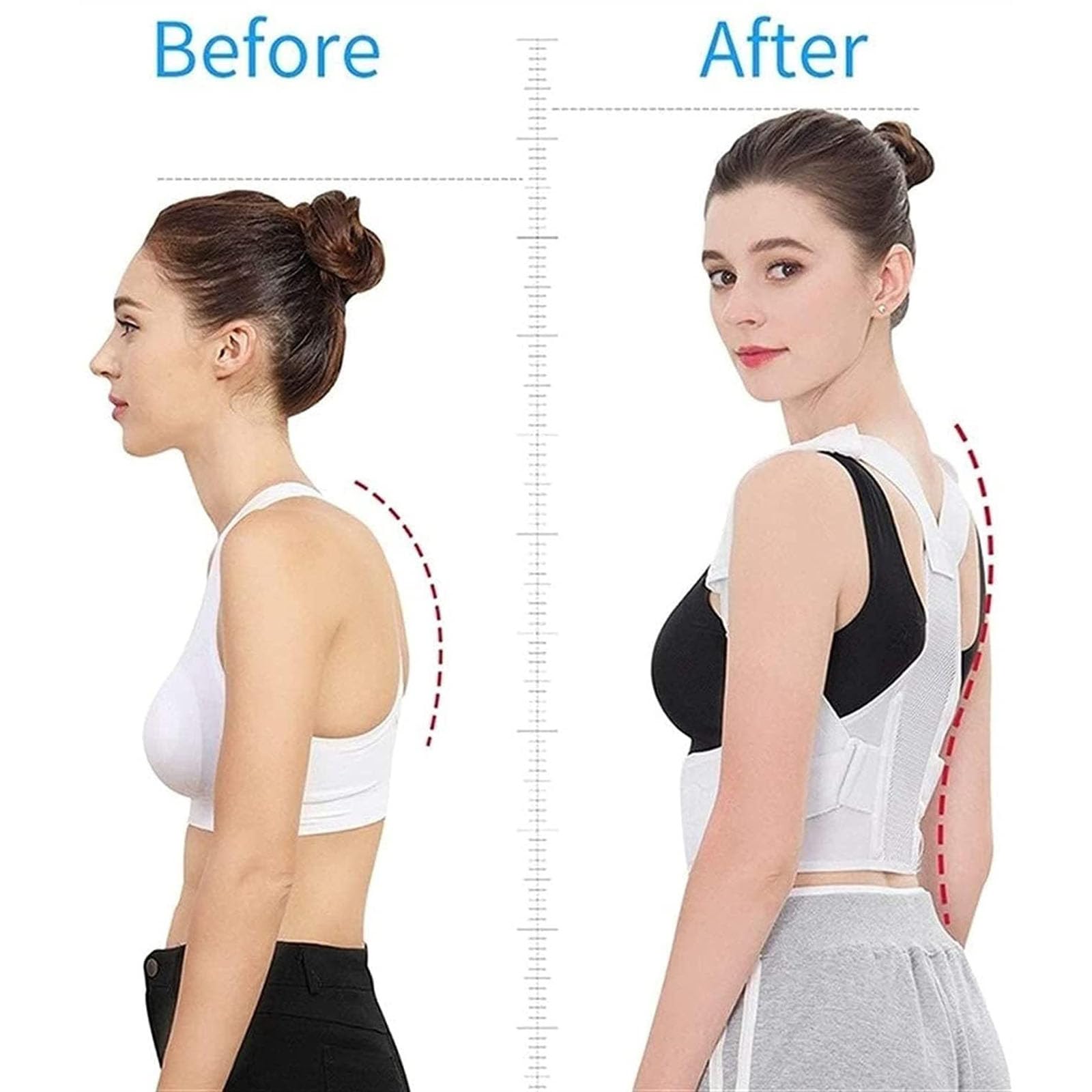 Corrector de postura de malla transpirable para hombres y mujeres, cinturón de soporte completo para espalda, correas ajustables, cinturón de soporte para la columna, alivio del dolor de espalda, hom