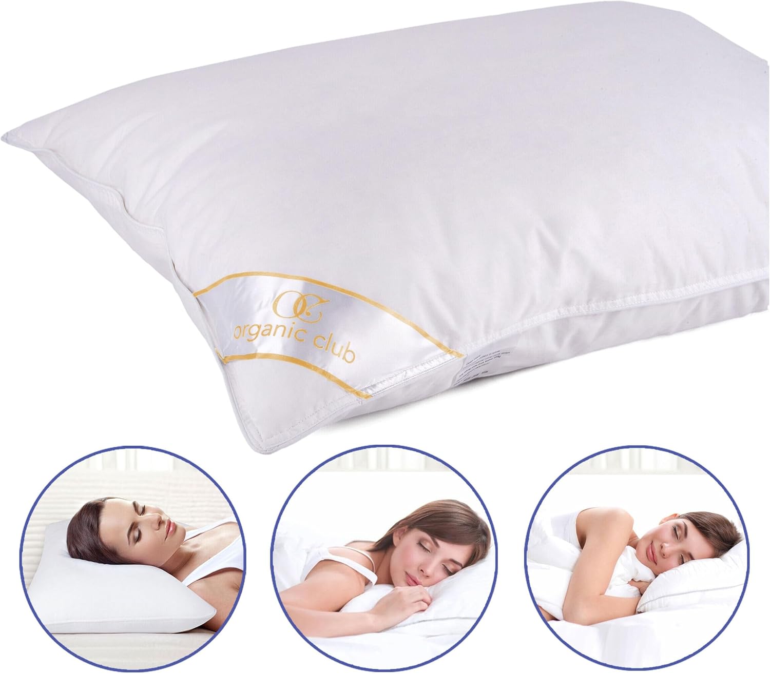 Sheep Wool Filled Pillow Cotton Bed Pillow for Sleeping, Soft Pillow for Back, Side, 100% Cotton Cover - 1 Pack, White (Queen)