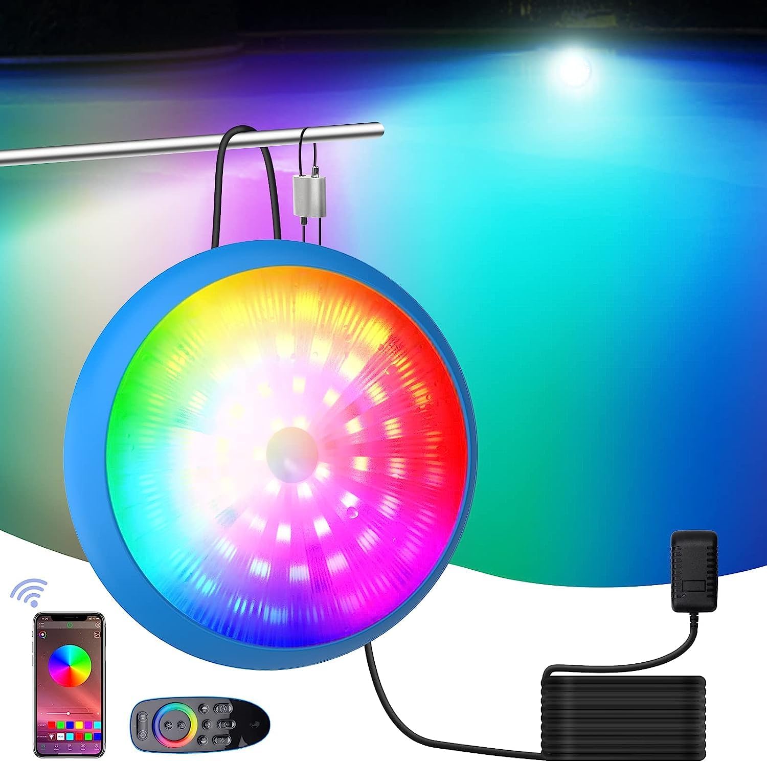 AUDLES LED Pool Lights with APP Control, 15W Underwater