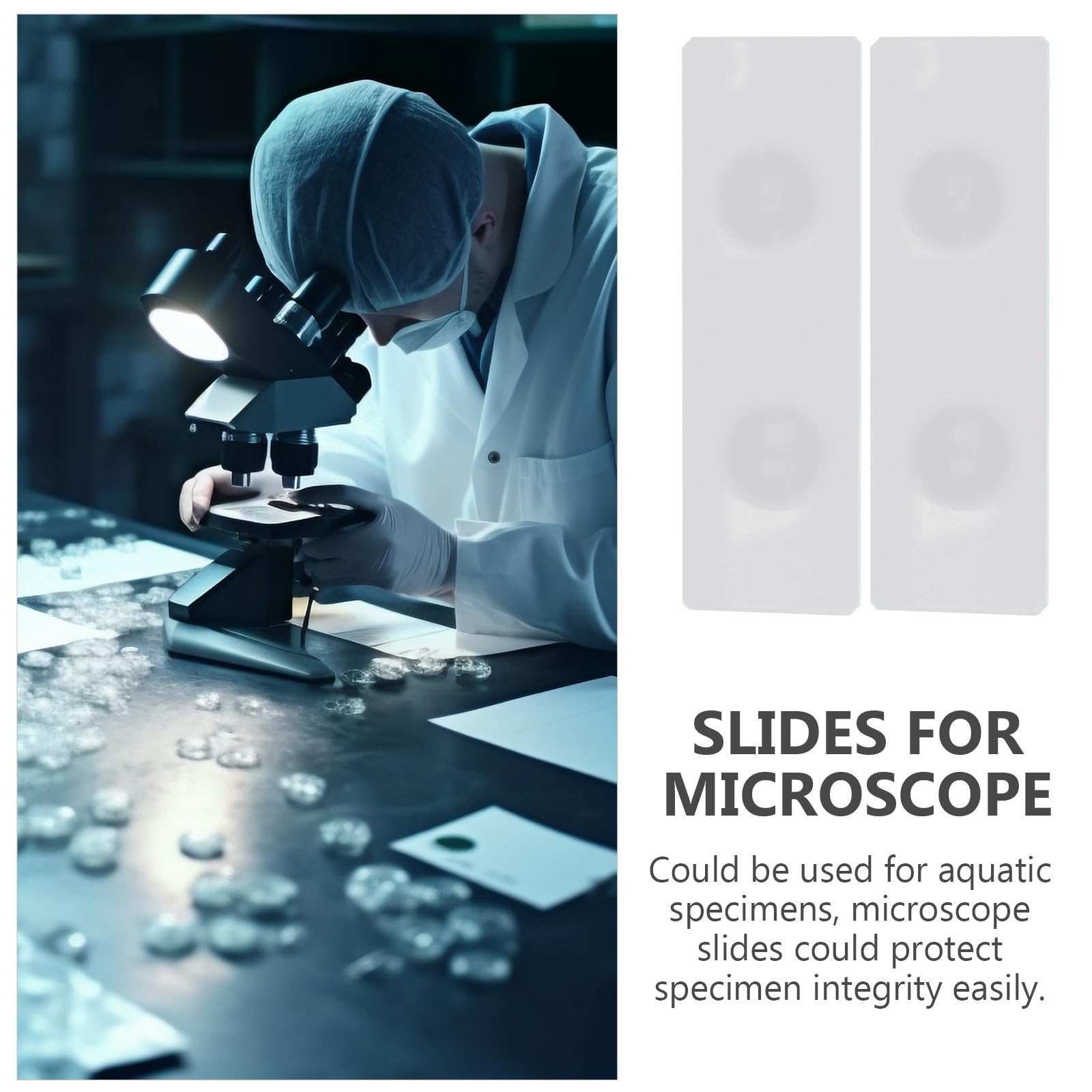 Portaobjetos de Vidrio Doble Cóncavo Resistente y Estable 50 Piezas para Muestras Acuáticas para Laboratorio y Observación Precisa
