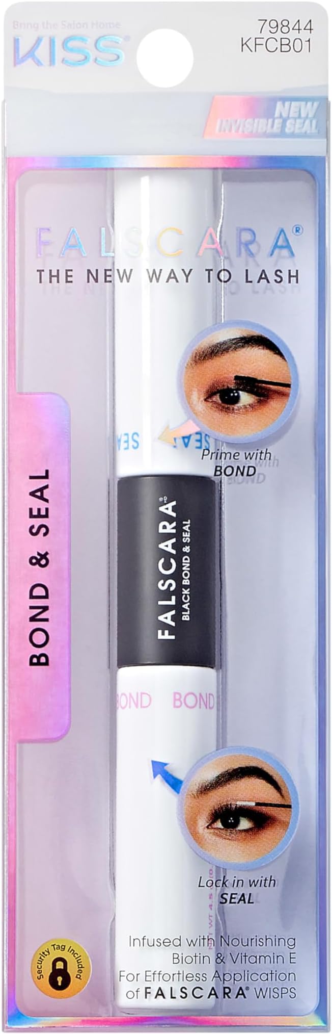 KISS Falscara DIY Eyelash Extension Bond & Seal Infused with Biotin & Vitamin E – Strong Gentle Comfortable Lash Adhesive for All Day Wear For Use With Falscara Lash Wisps, Remover, and Applicator