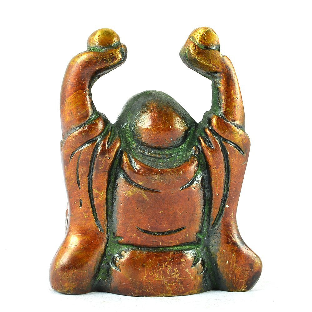 Purpledip Vintage Laughing Buddha Statue in Solid Brass Metal: Harbinger of Wisdom and Wealth - Image 3