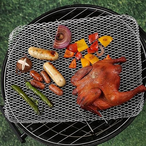 Miniatura 6 de Luxshiny Alfombrilla de malla para barbacoa 10 piezas desechables de aluminio para parrilla, sartenes de red antiadherentes, rejillas de rejilla de