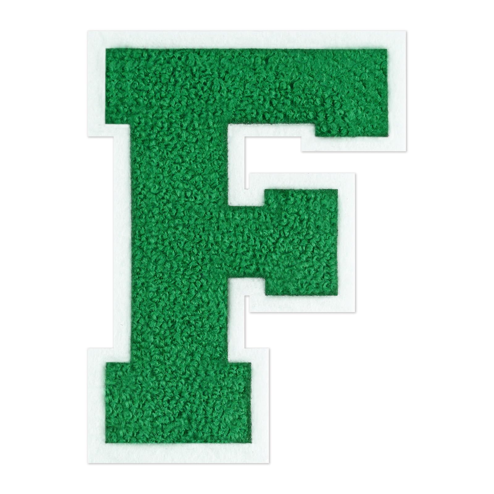 QianSiLi 6.5 Inch Chenille Iron On Letters for Clothes Varsity Letter Patches Embroidered Patch Iron On Patches for Clothing Jacket/Hoodie/Varsity (Green,F) — image 1