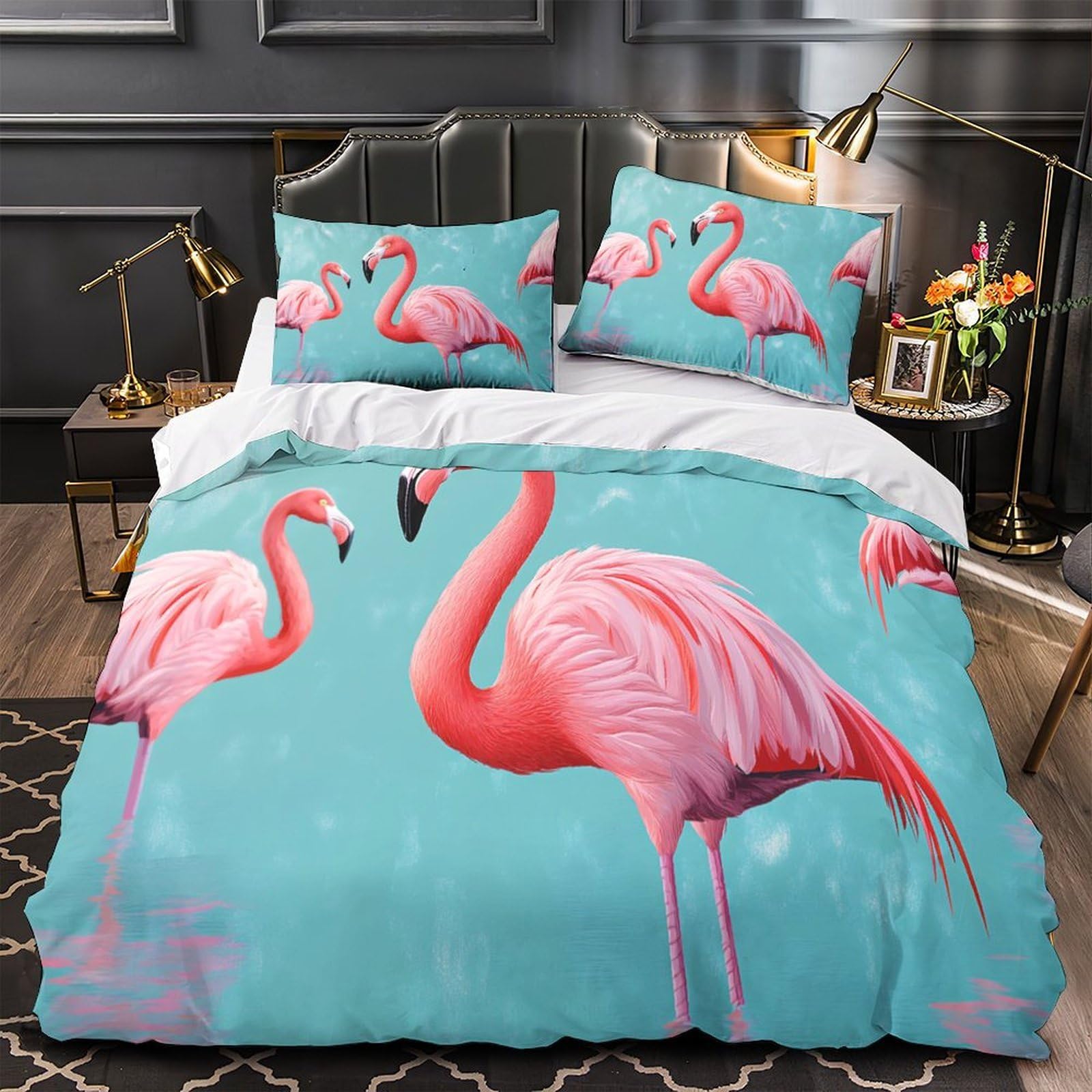 Parure de lit flamant rose imprimé 3D au fini artistique premium