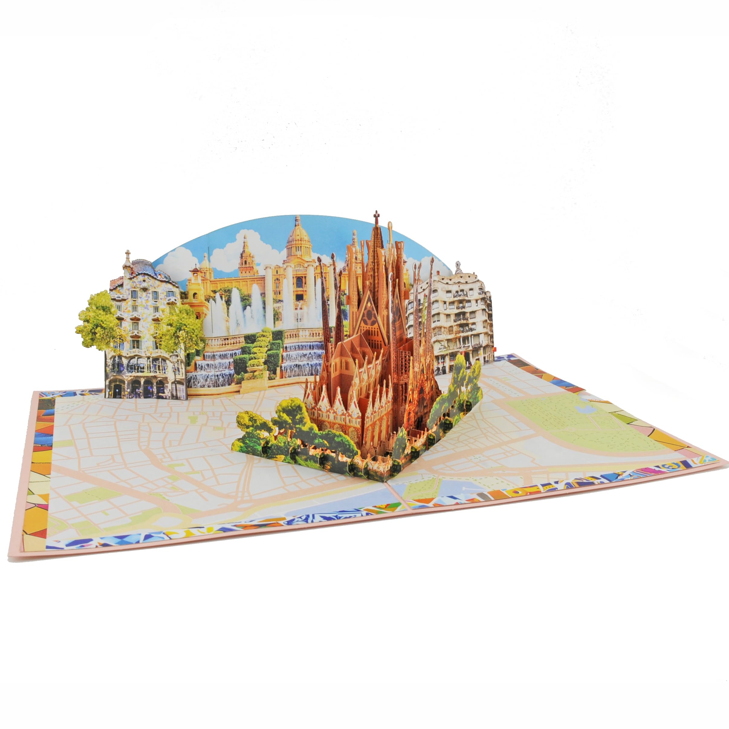Kartka 3D Pop Up Barcelona – ręcznie wykonana kartka z życzeniami – pomysł na prezent dla fanów Barcelony, bon podróżny, urodziny, wspomnienie z urlopu XP862