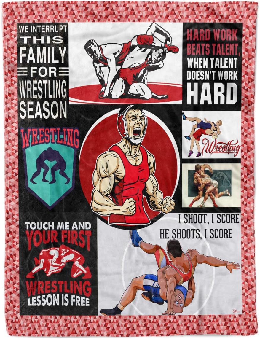 Custom Collegiate Wrestler Folkstyle Scholastic Wrestling Fleece Sherpa Throw