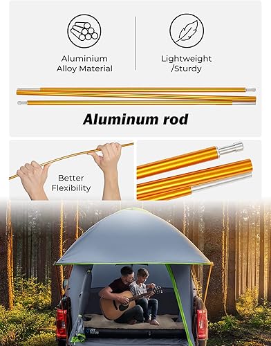 Miniatura 5 de JOYTUTUS Tienda de campaña para camioneta de 6.5 pies con toldo extraíble, impermeable PU2000 mm de doble capa para 2 personas, tienda de campaña