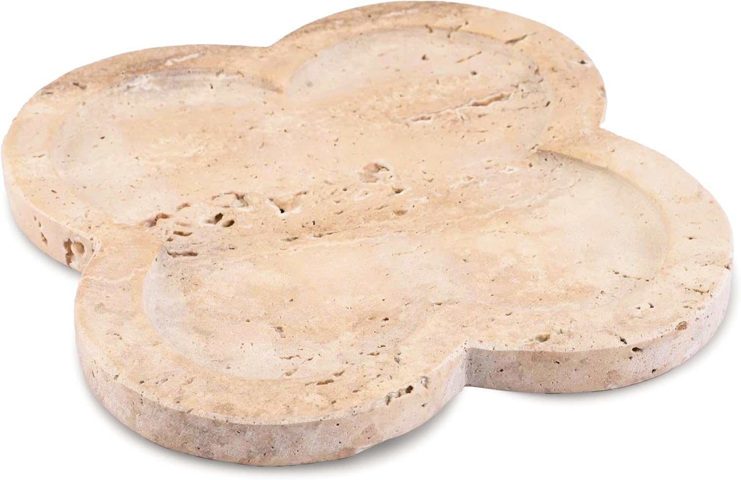 Perilla Home Marble Leaf Shape Decorative Tray 7X7X0.6 Inch – Natural Travertine Stone Tray for Coffee Table, Bathroom, Kitchen, Jewelry, Perfume, Trinket, Ring, Key Dish, Aesthetic Home Decor Gift