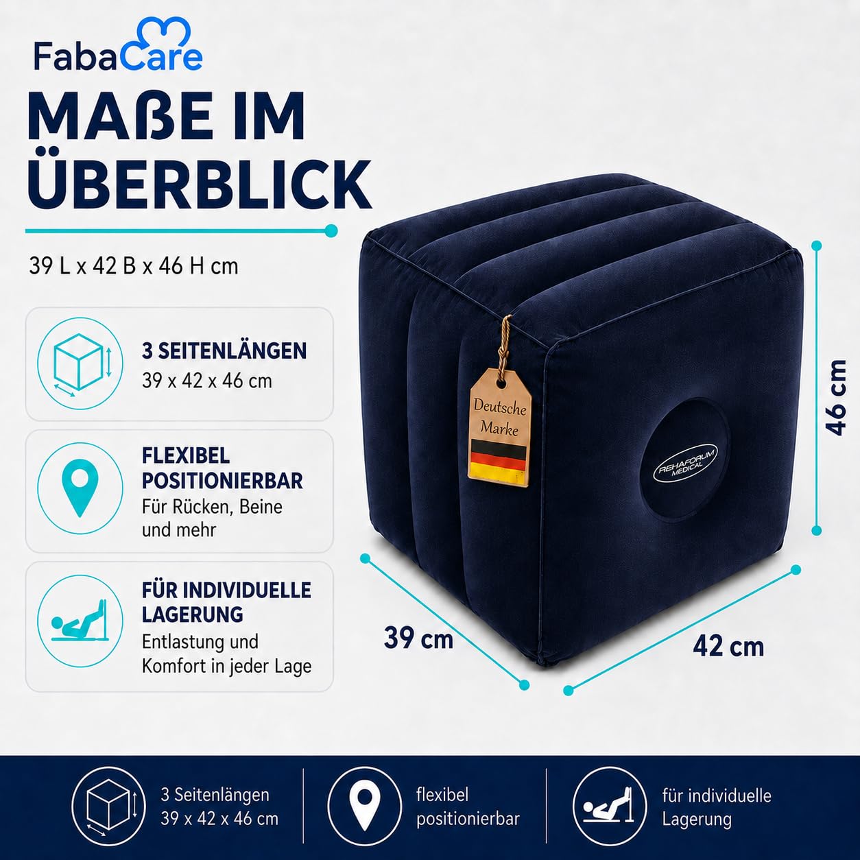 FabaCare Cubo di sollevamento per gambe e palla da massaggio con riccio blu