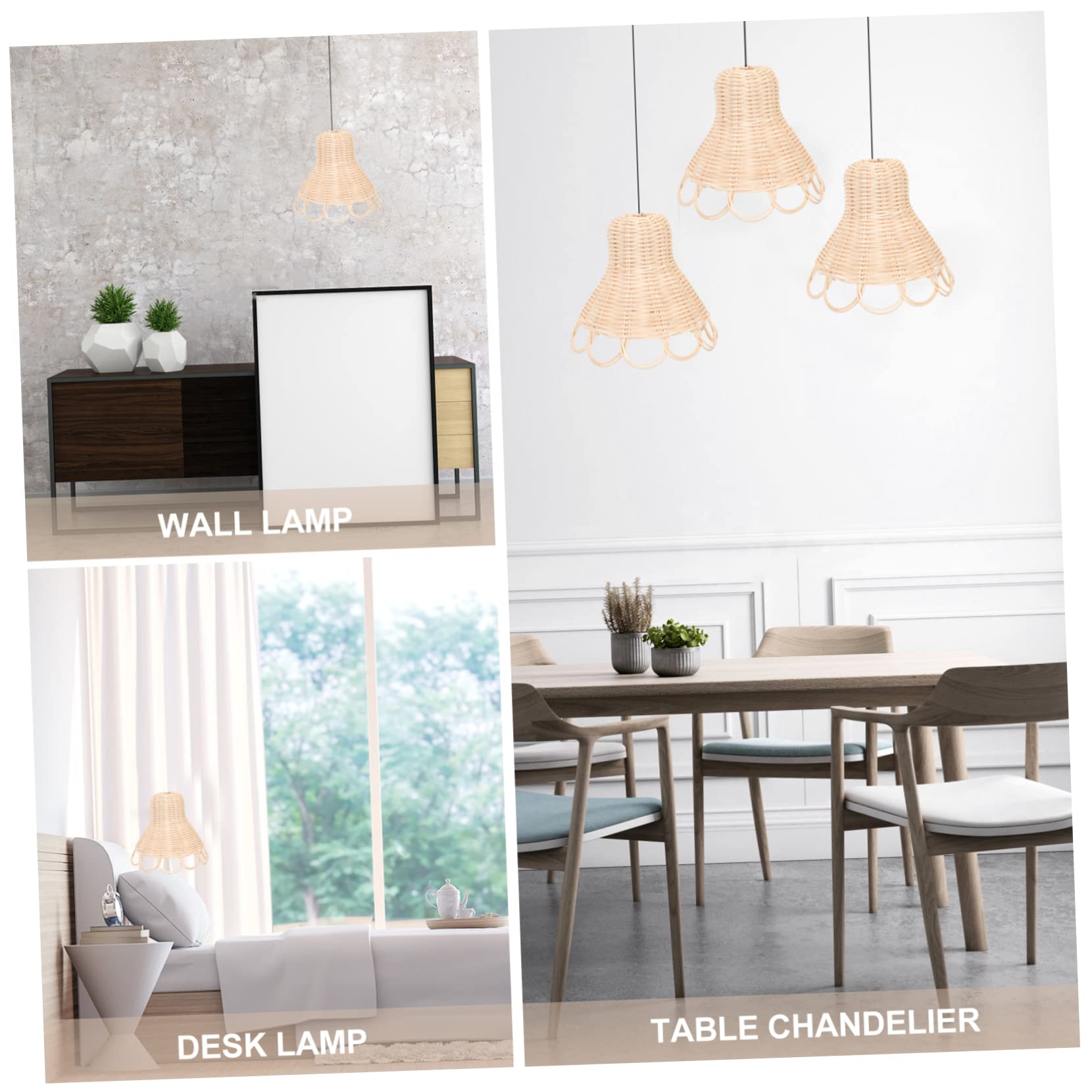 ULDIGI Lampshade for Chandelier Rattan Woven Lampshade Rustic Ceiling Light Cover for Living Room