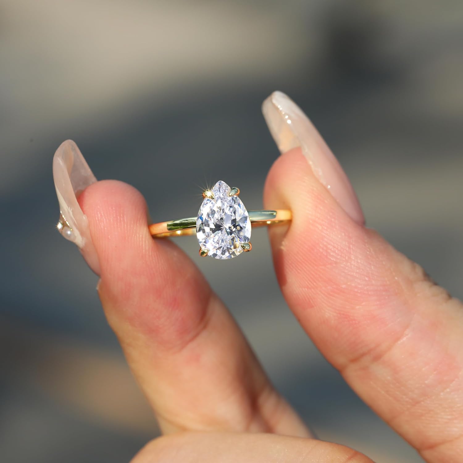 1CT/2CT/3CT Engagement Rings 925 Sterling Silver Pear Cut Cubic Zirconia/Moissanite Wedding Promise Rings for Her Stunning Teardrop Wedding Bands for Women Size 5-9