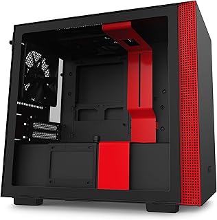NZXT H210 - CA-H210B-BR - Mini-ITX PC Gaming Case - Front I/O USB Type-C Port - Tempered Glass Side Panel - Cable Management System - Water-Cooling Ready - Radiator Bracket - Black/Red