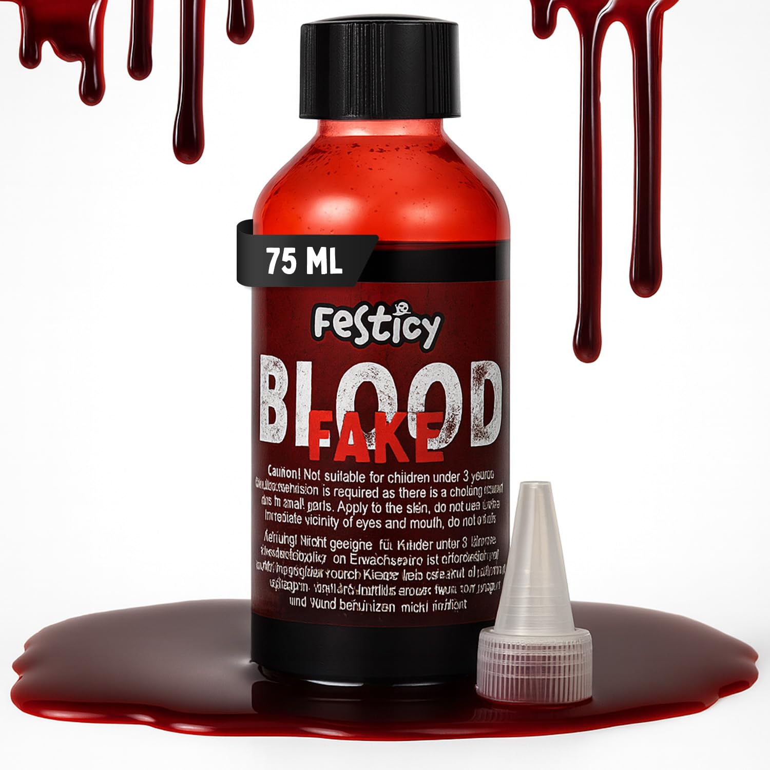 Festicy Kunstblut 75 ml – auswaschbares Halloween-Kunstblut, Rot