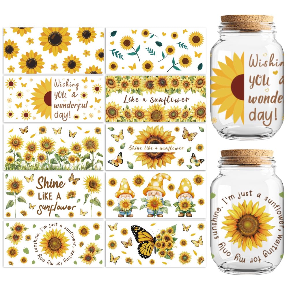 Peacoblue UV DTF Transfer Cup Wraps Stickers Christian Sunflowers and Butterflies