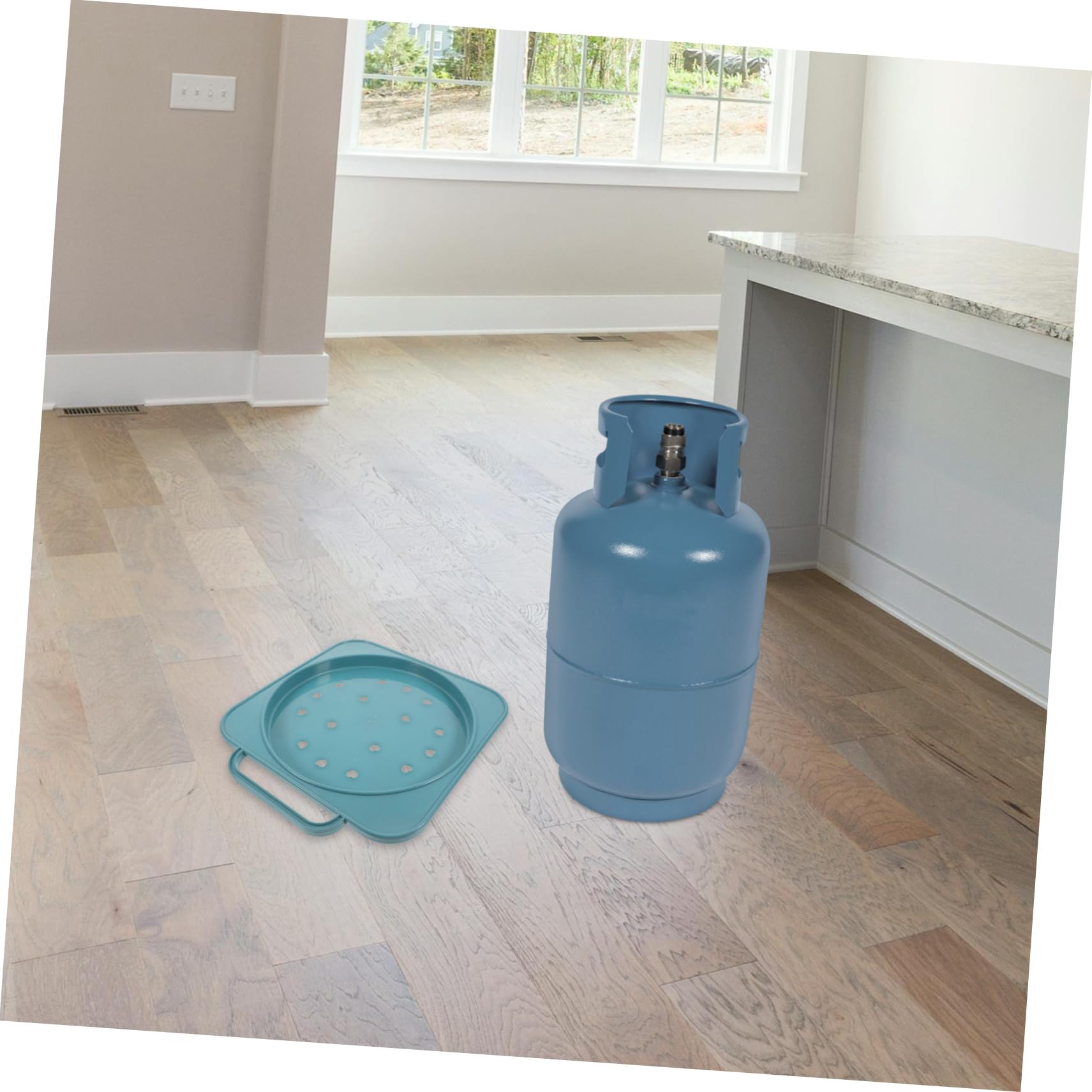 Mikinona Supporto Porta Bombola Gas per Cucina con Base Mobile a Ruote e Maniglia, Struttura Robusta in Pp Resistente All’usura, per Bombole di Gas Propane