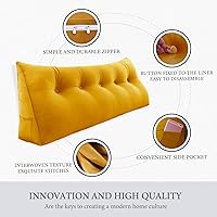 Vista 66 de Triangular Reading Pillow Wedge Headboard Back Support Pillow for Sitting up in Bed Daybed Bolster Backrest Couch Sofa Corner Cushion Medium Velvet