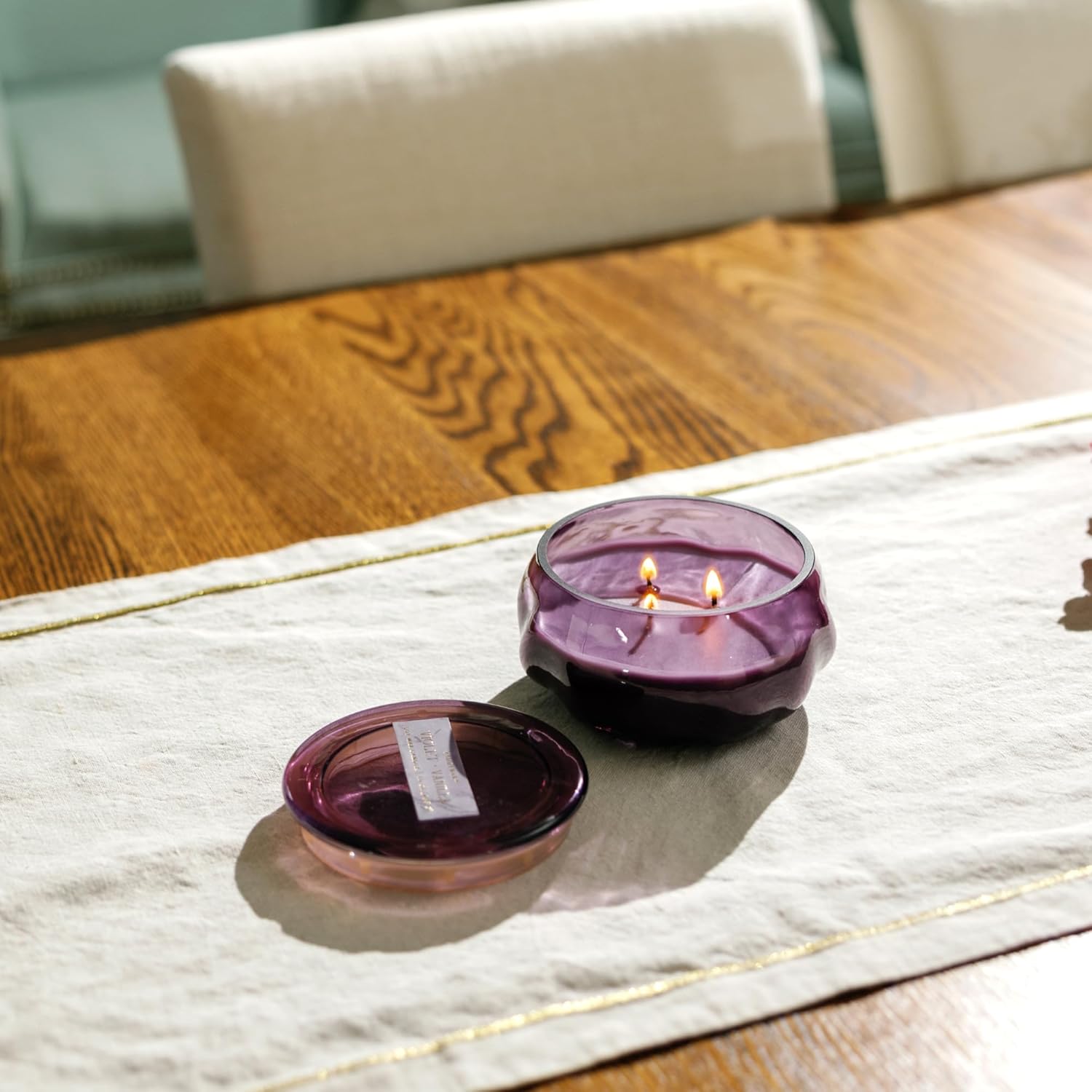 Paddywax Basalt Collection Scented Candle, Soy Wax Blend Glass Jar with Lid, Reusable Home Décor Candle, 10 oz, Violet Vessel, Violet and Vanilla