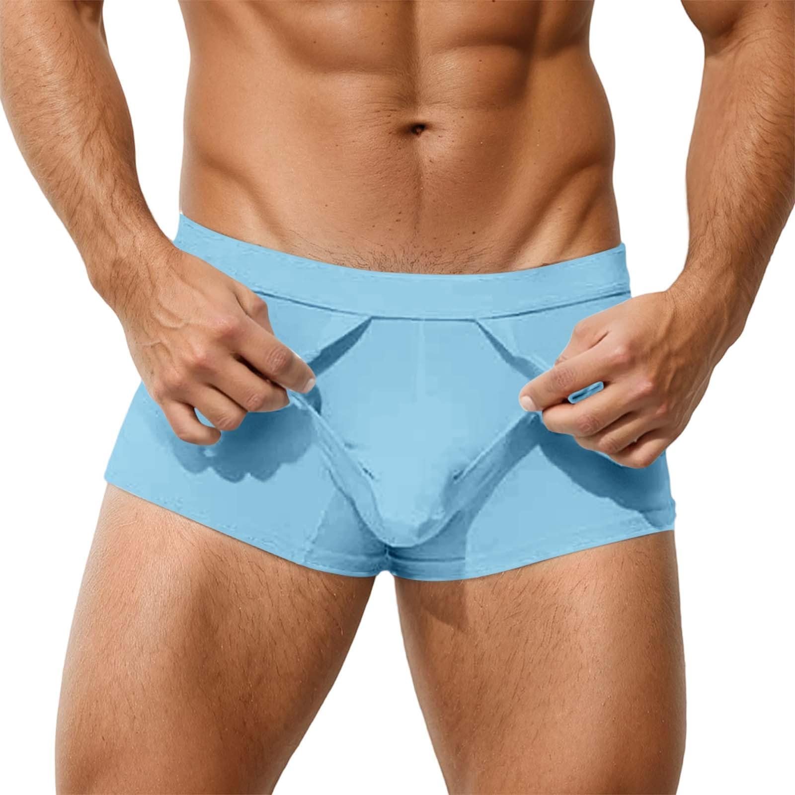 Men'S Boxer Briefs Separated Pouch Elephant Nose Trunks,Solid Color Comfort Breathable Sexy Bulge Enhancing Boxers