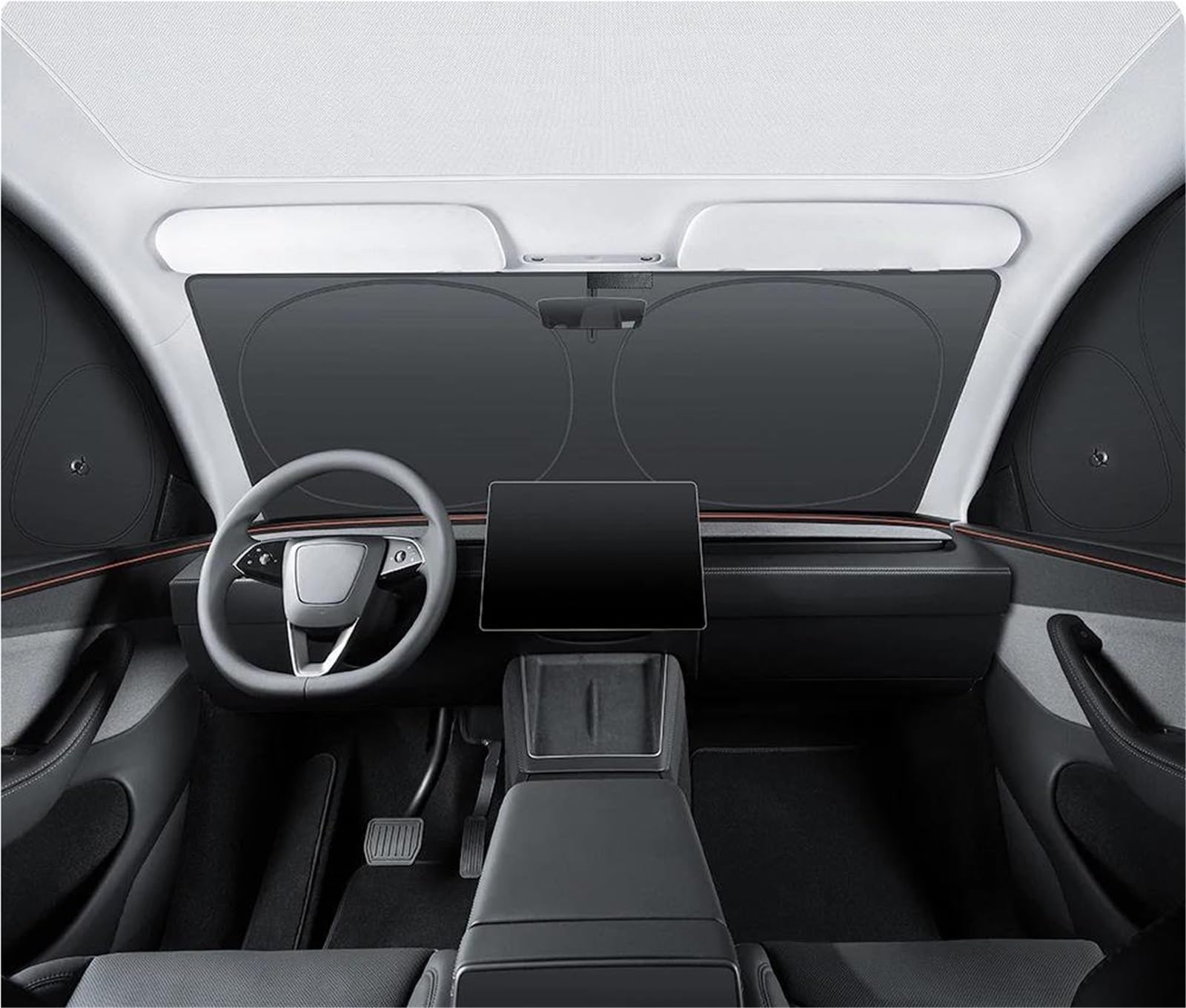 Parasol Coche Lateral Ventana Lateral Para Tesla Para Modelo Y Para Juniper 2026 Ventana Lateral Coche Parasol Con Ventosas Cubierta Tela(Front wind)