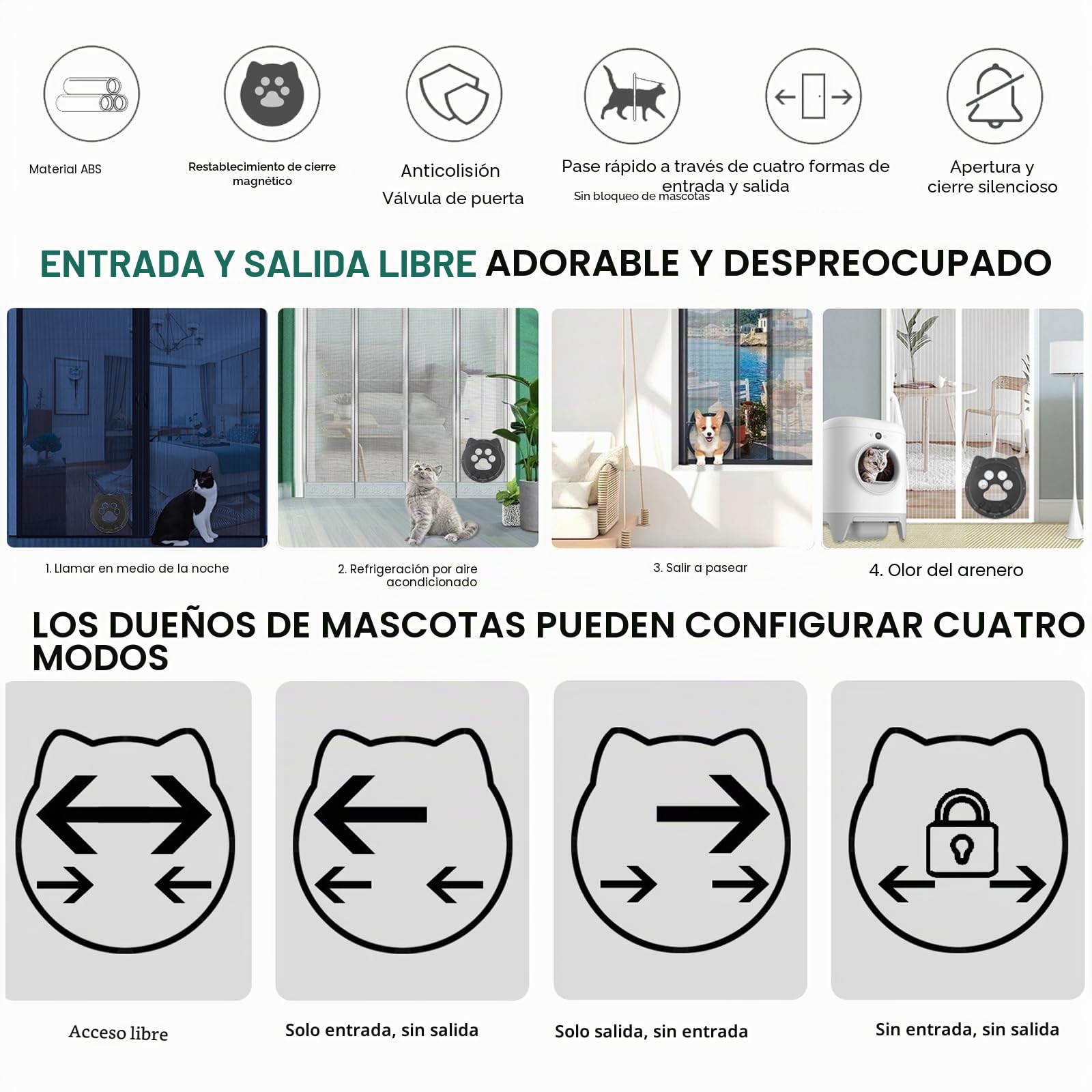 Puerta Gatera para Mosquiteras 29x26 cm con Cierre Magnético