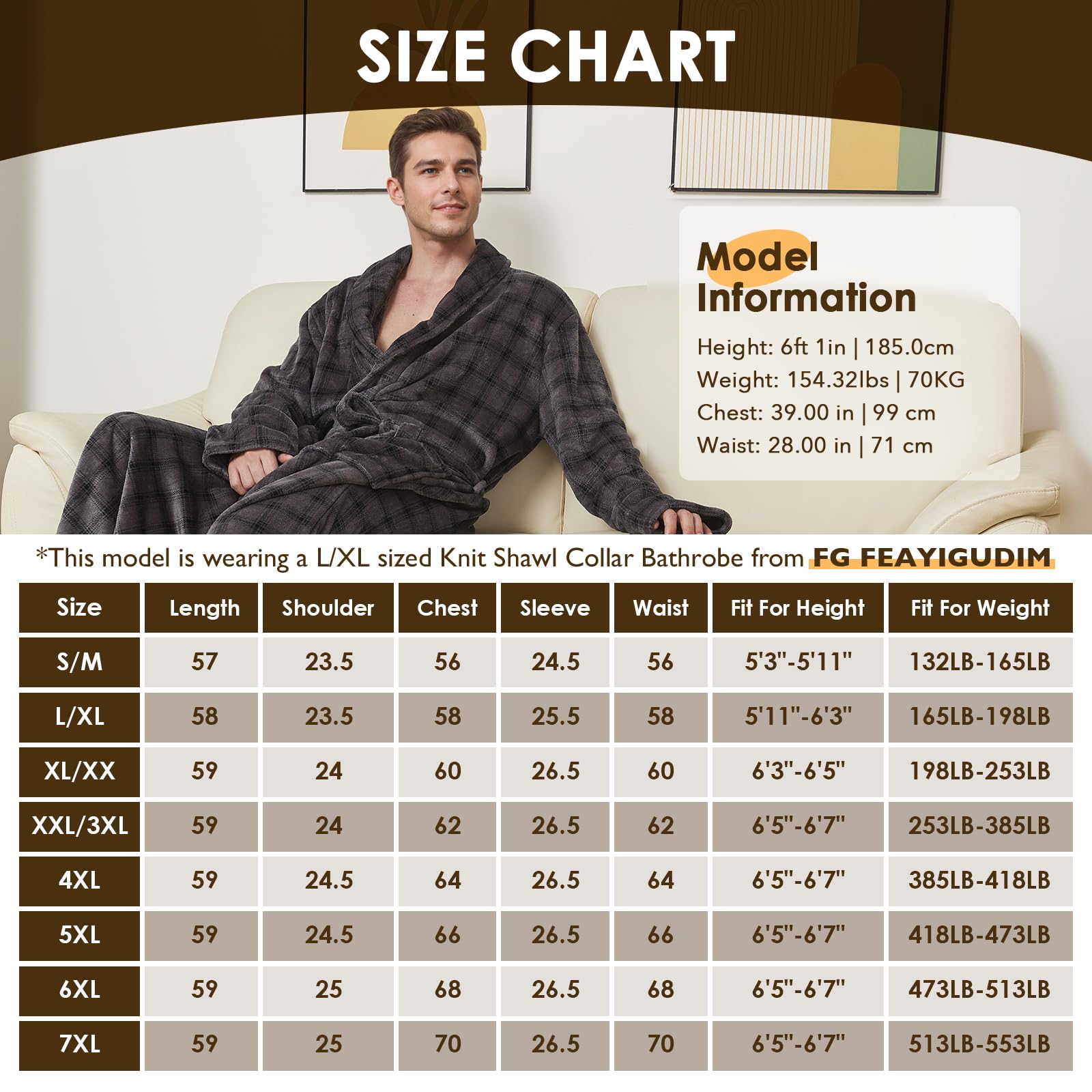 Peignoir de bain en polaire pour homme avec col châle