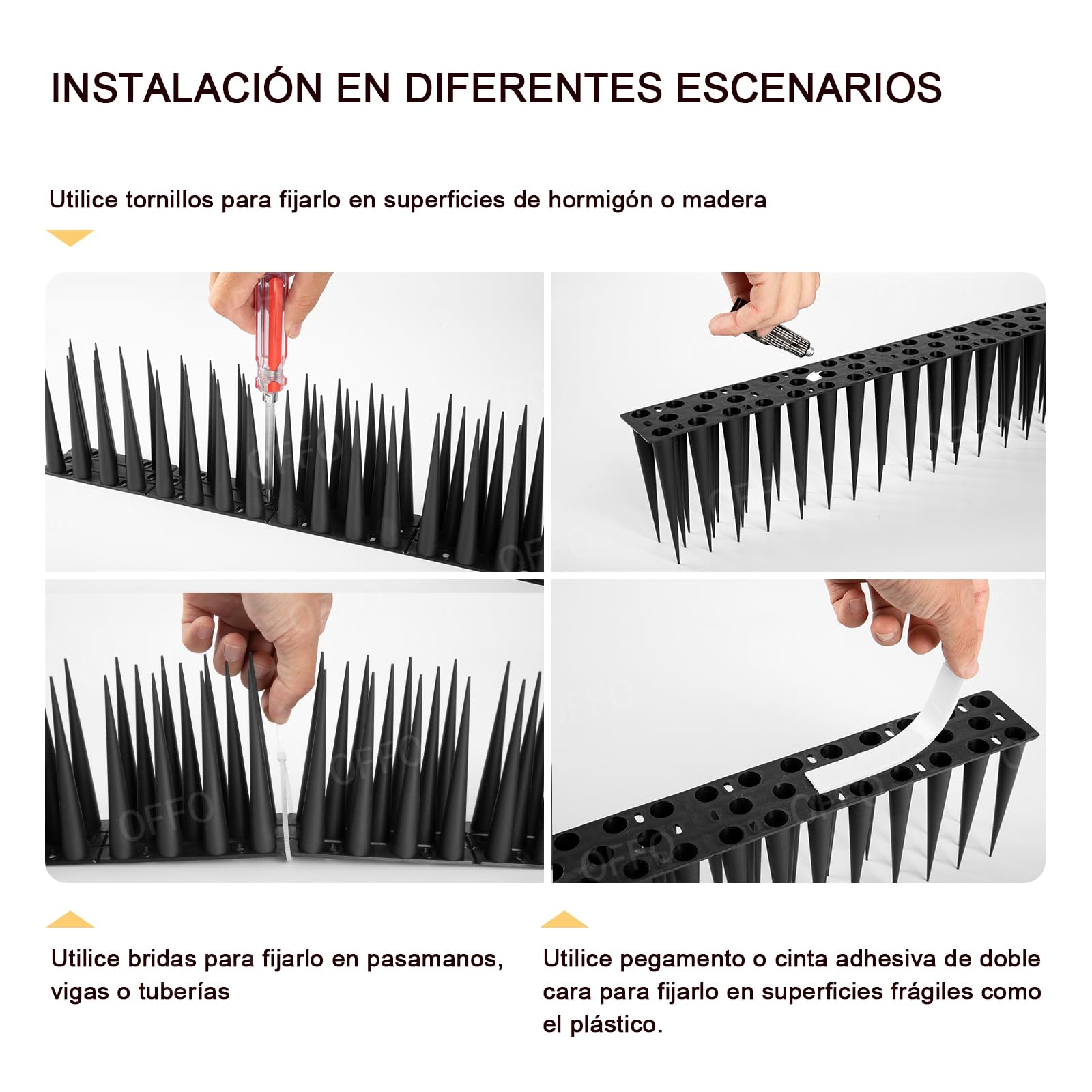 OFFO Pinchos Antipalomas, Pinchos para Palomas de 1.2m, Pinchos Palomas Exterior Resistente para Balcones, Techos, Jardines o Barreras Privadas, Antipalomas Negro