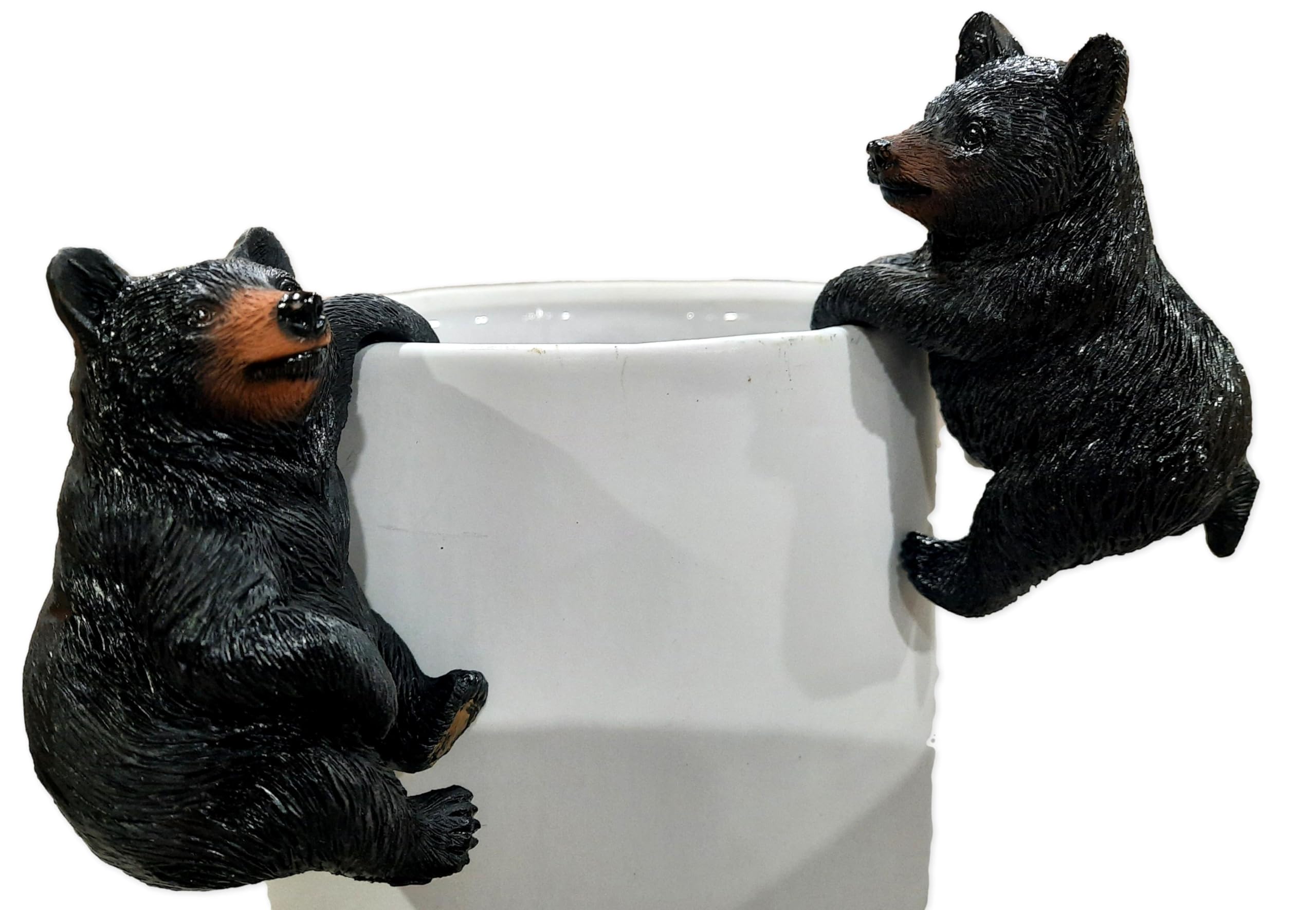 The Bridge Collection 3" Black Bear Pot Hangers - Set of 2-Black Bear Figurines for Garden Pots - Fun Animal Decorations for Planters (Styles Vary)